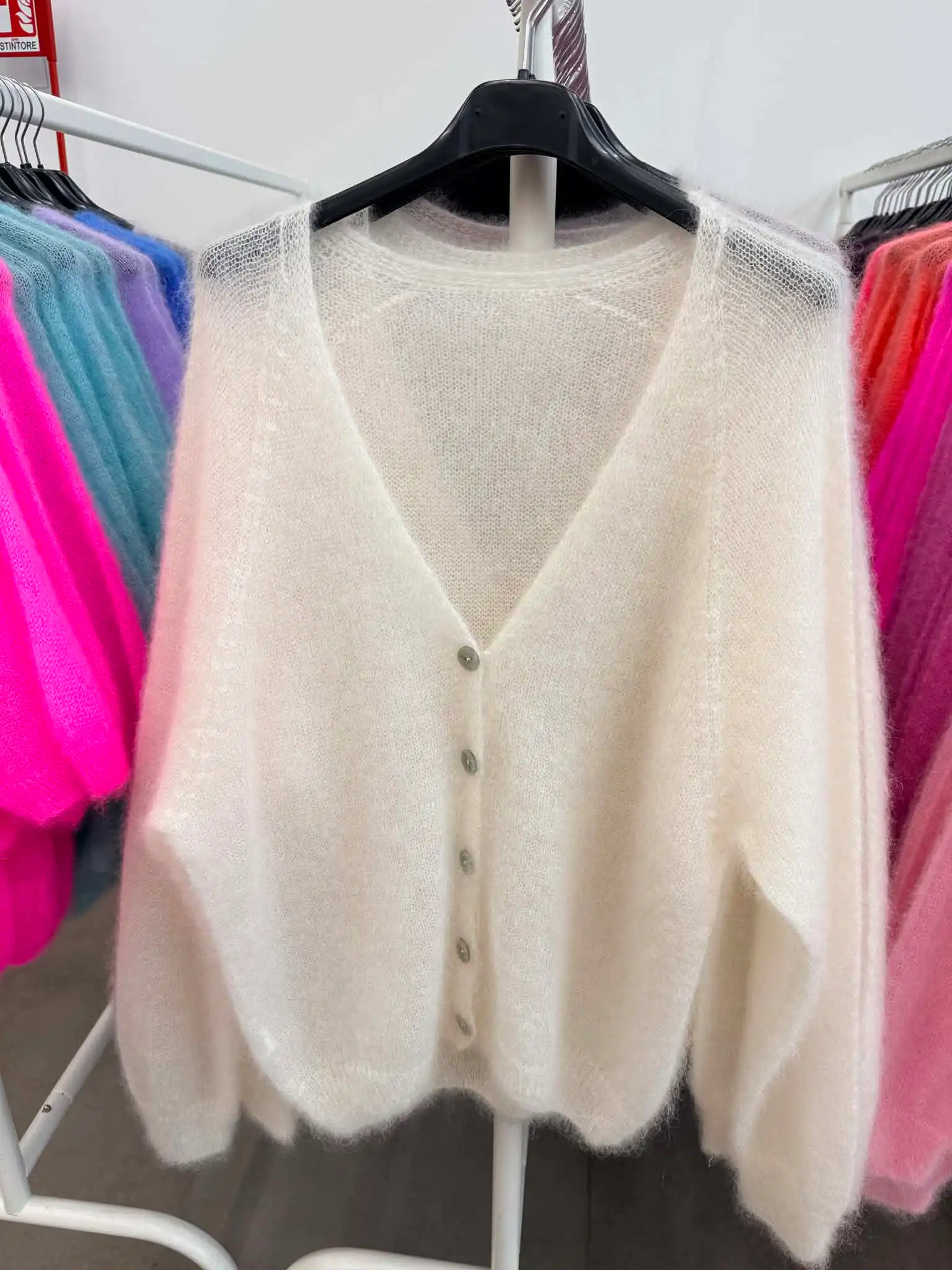 Fuzzy V‑Neck Cardigan