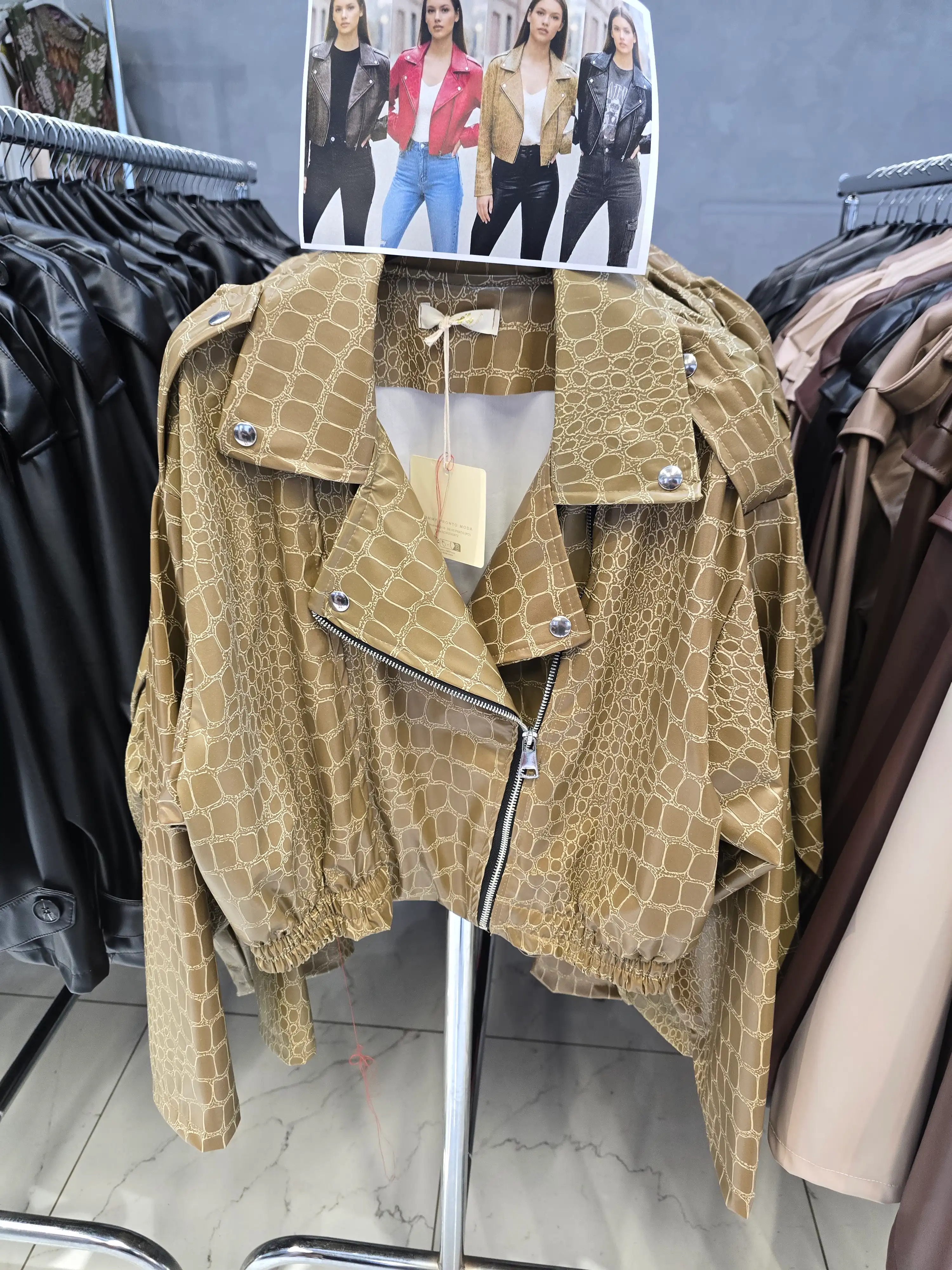 Snake-Print Biker Jacket