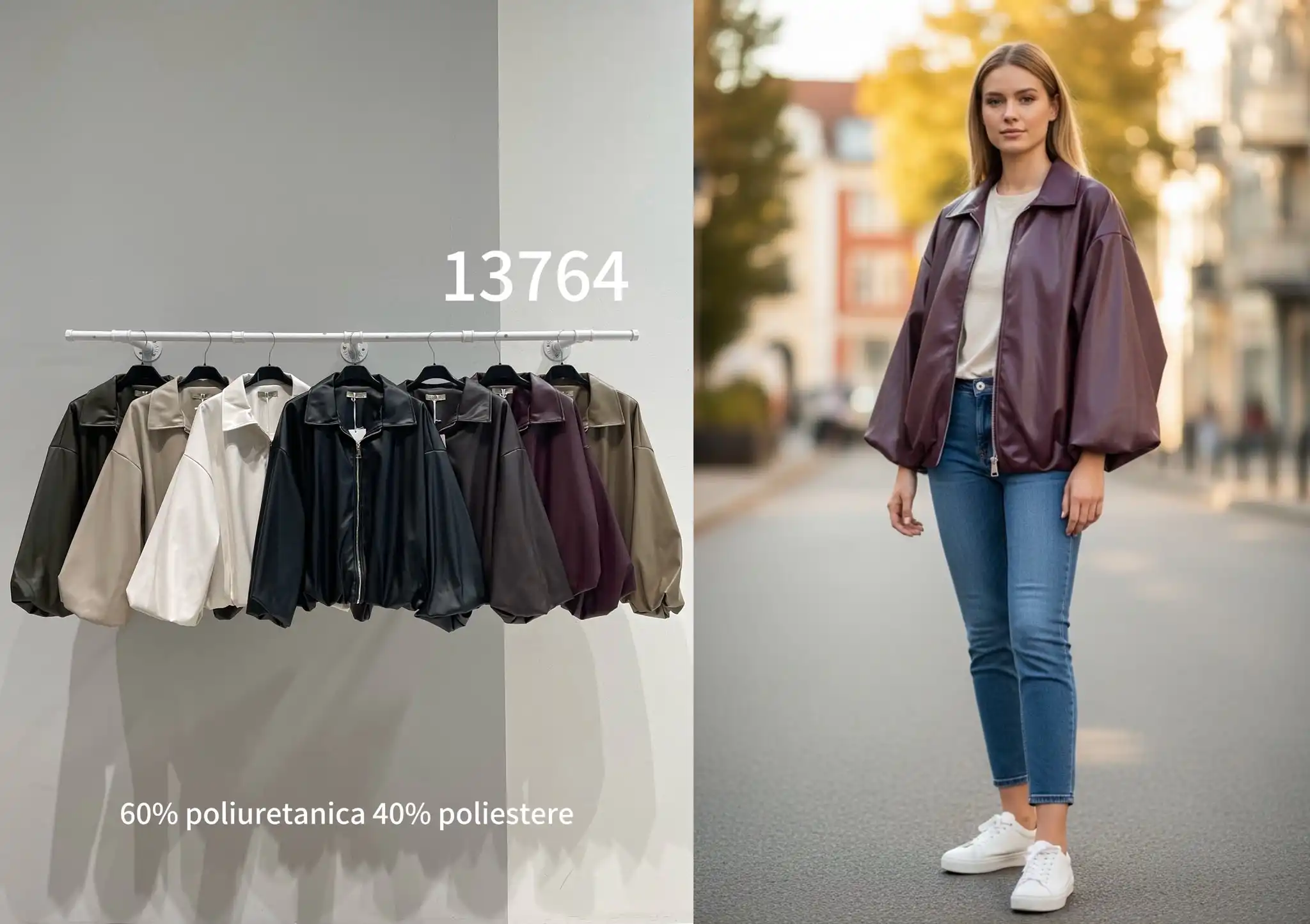 Eco‑Leather Bomber Jacket