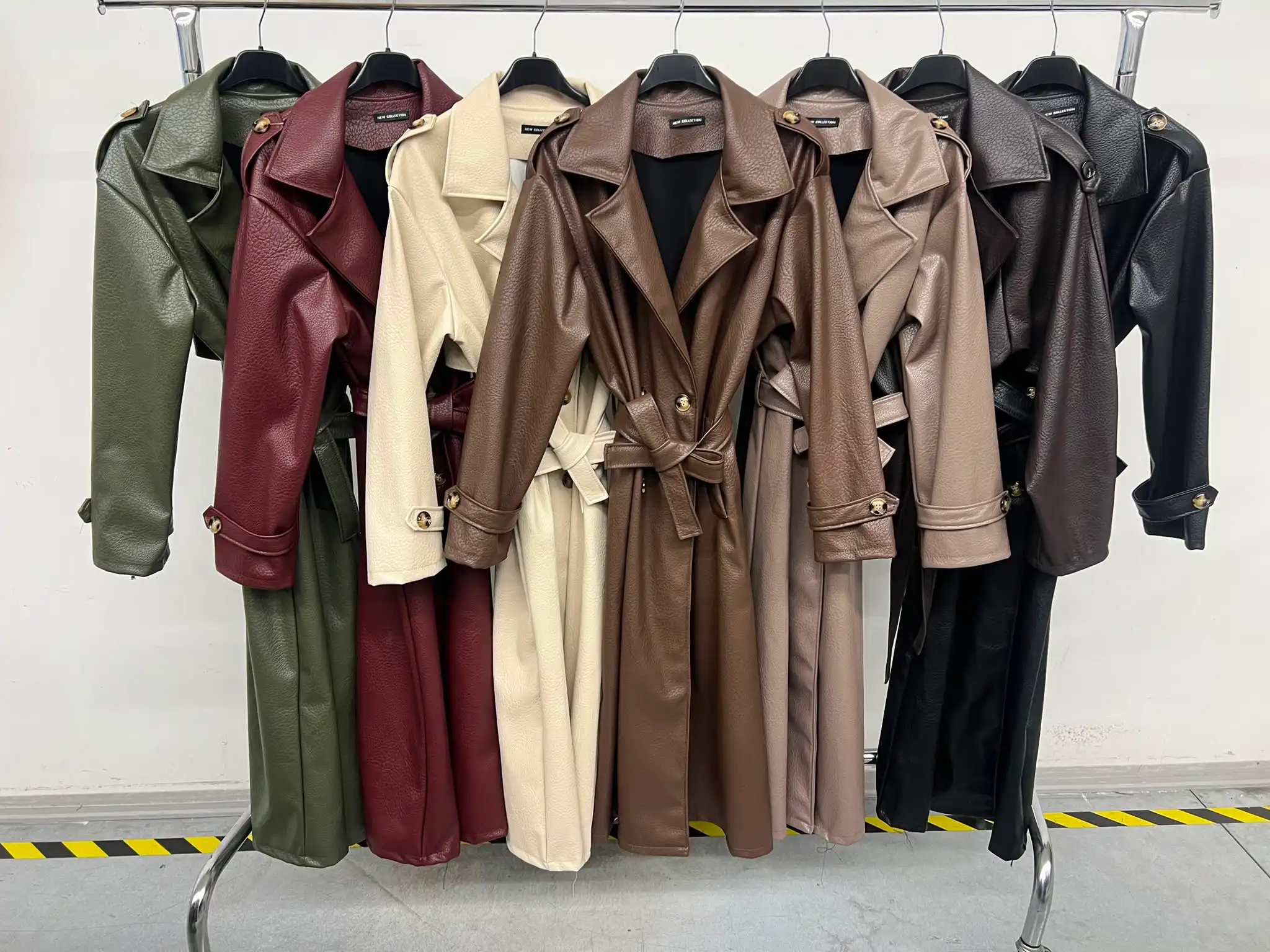 Faux-Leather Long Coat