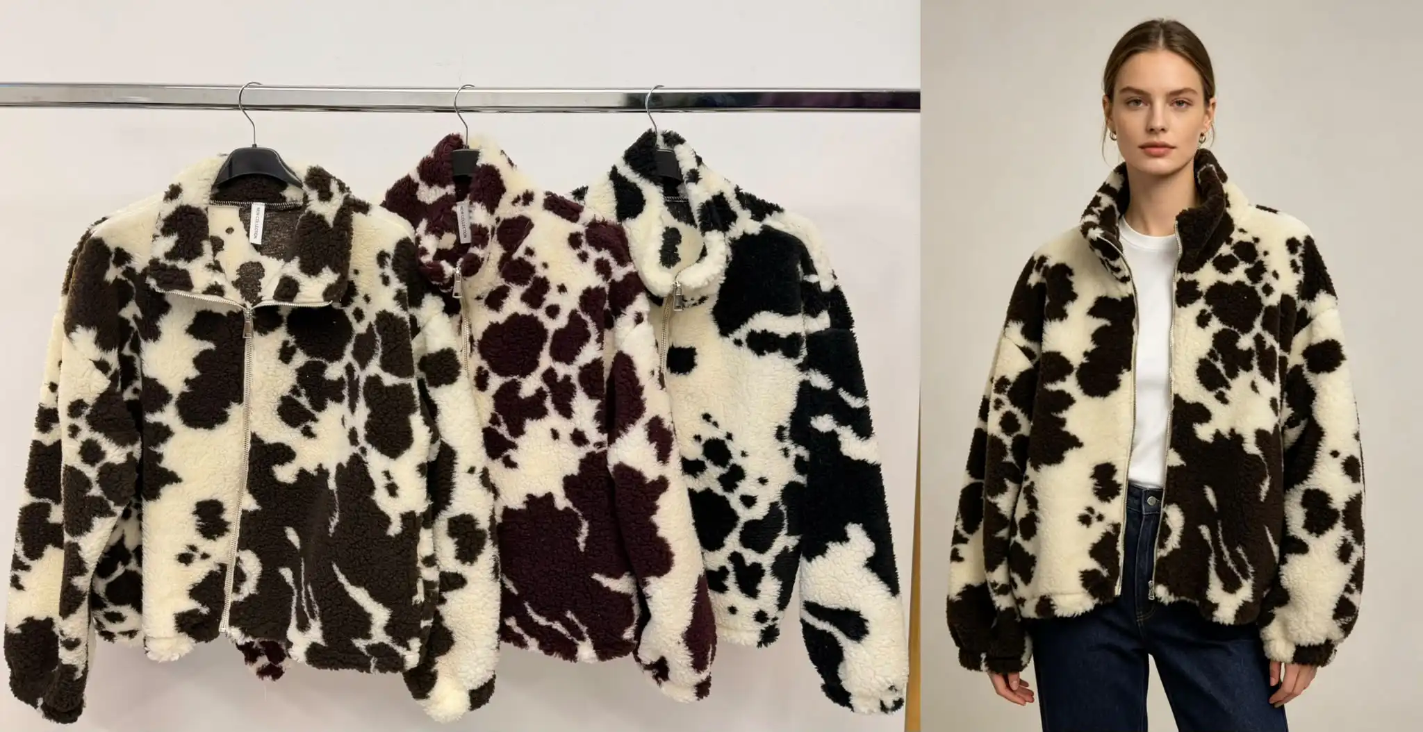 Oversized Jacket with Mock Neck