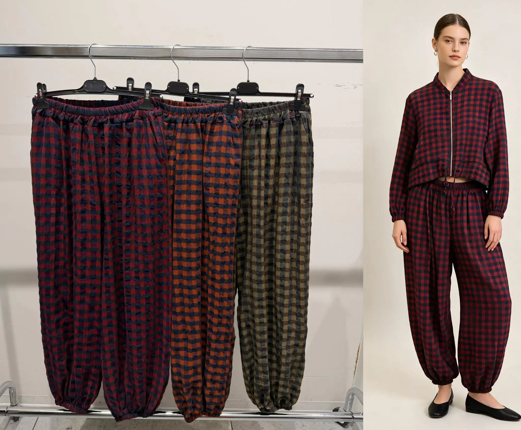 Loose Checked Pants