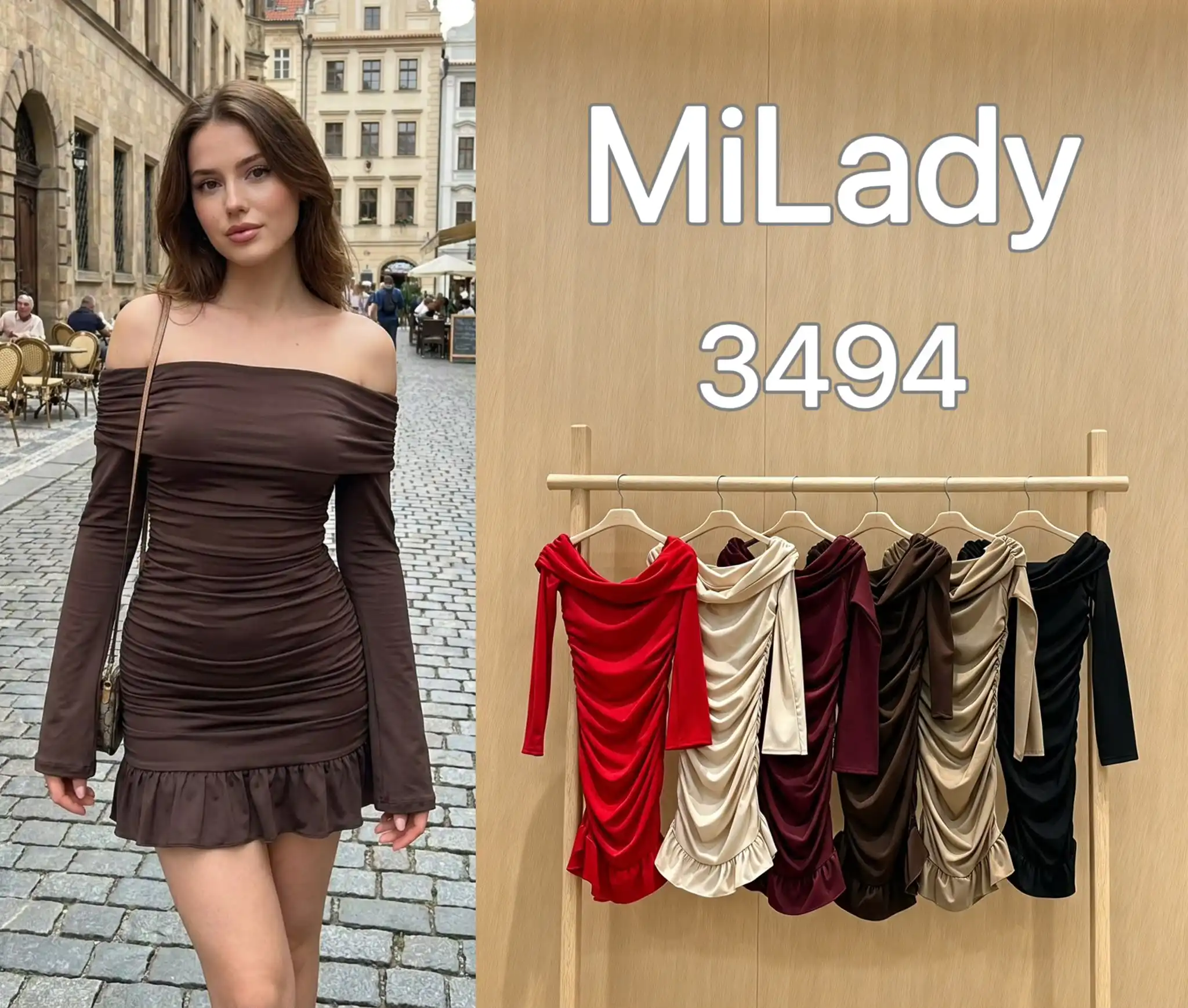 Mini Fitted Off-Shoulder Dress