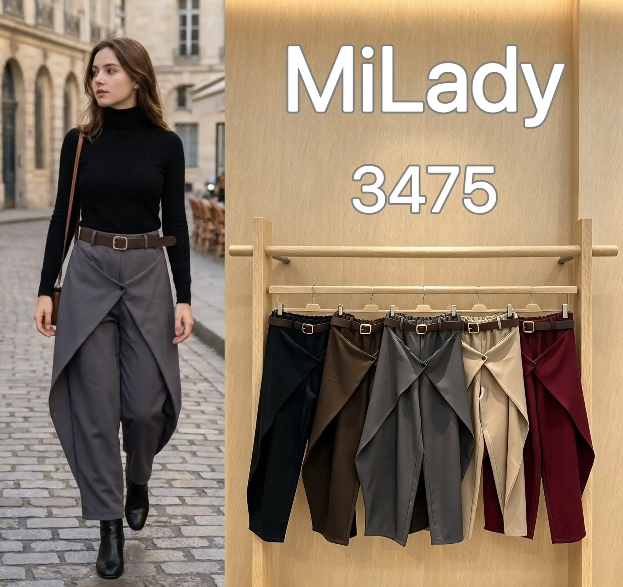 Wide Leg Trousers with Belt