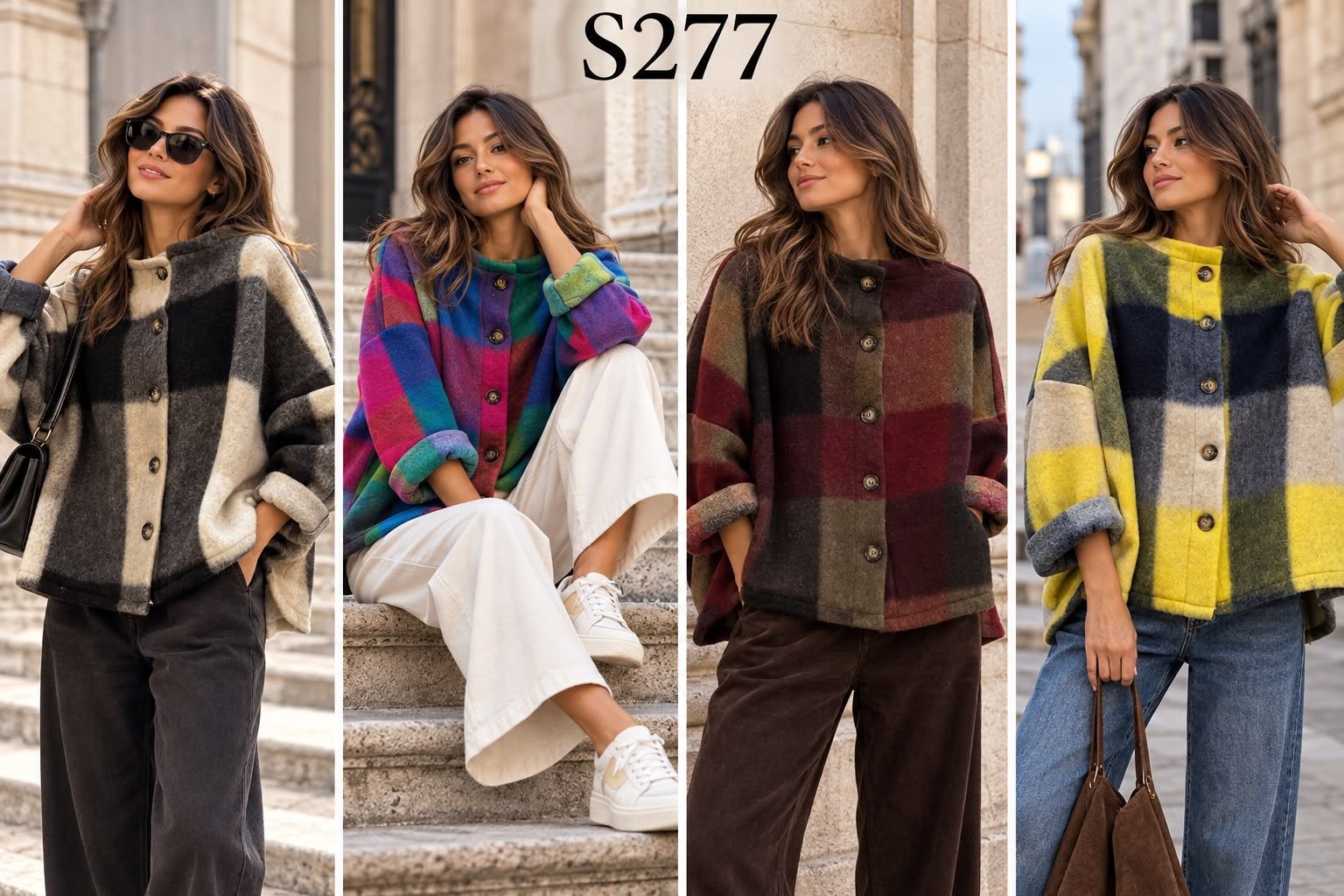 Oversized Checked Shirt Jacket