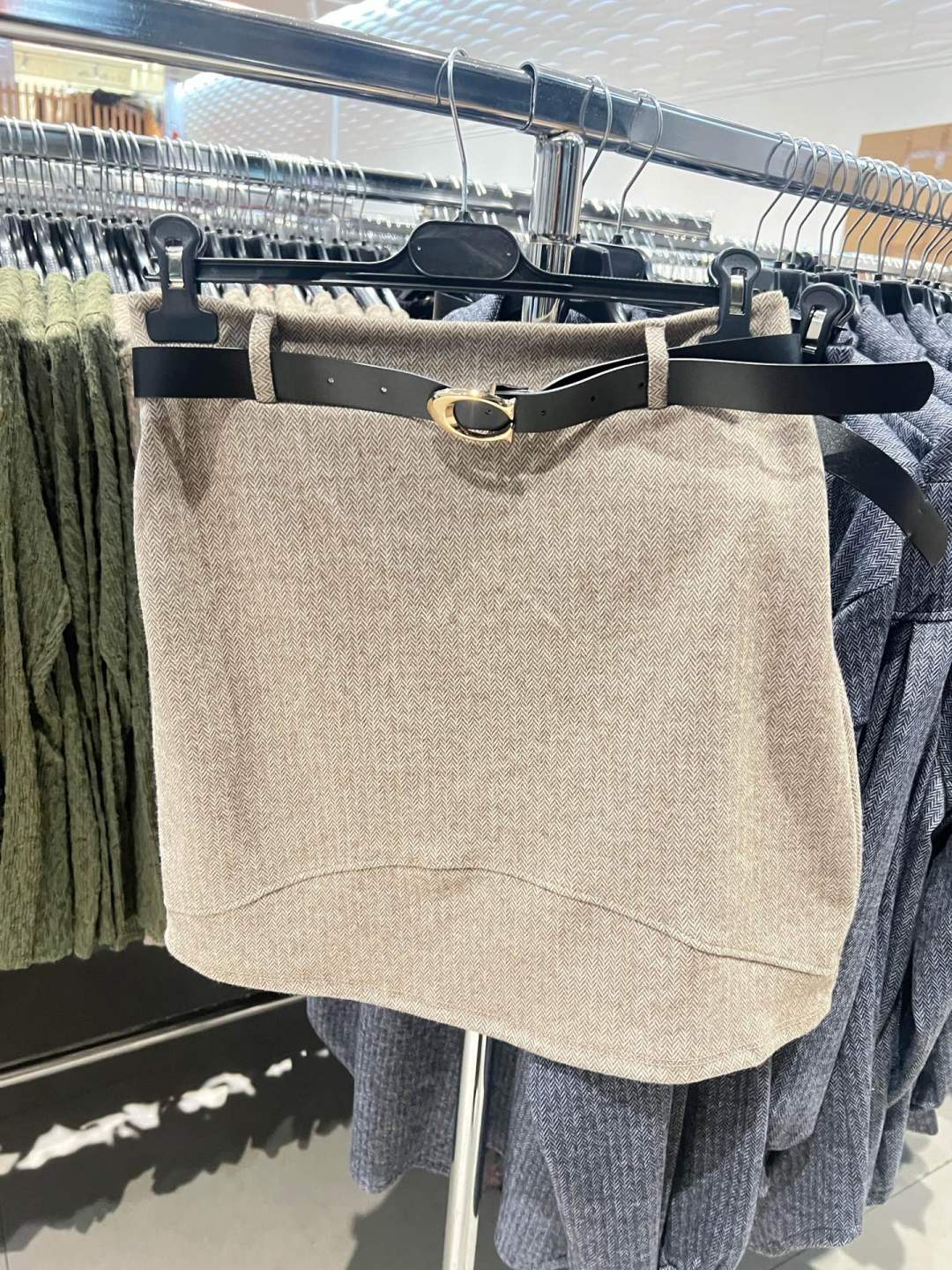 Asymmetric Mini Skirt with Belt
