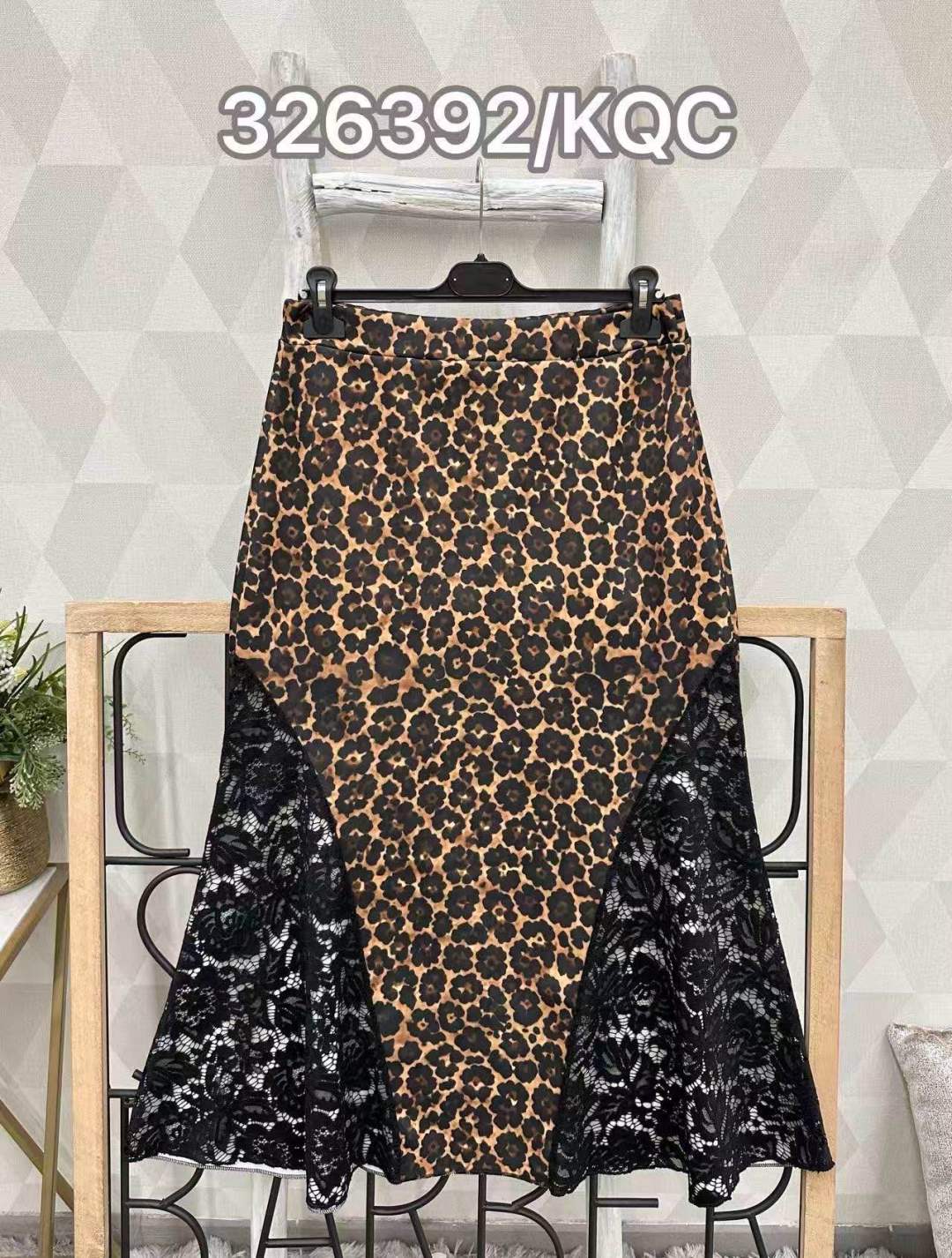 Lace-Trim A-Line Midi Skirt