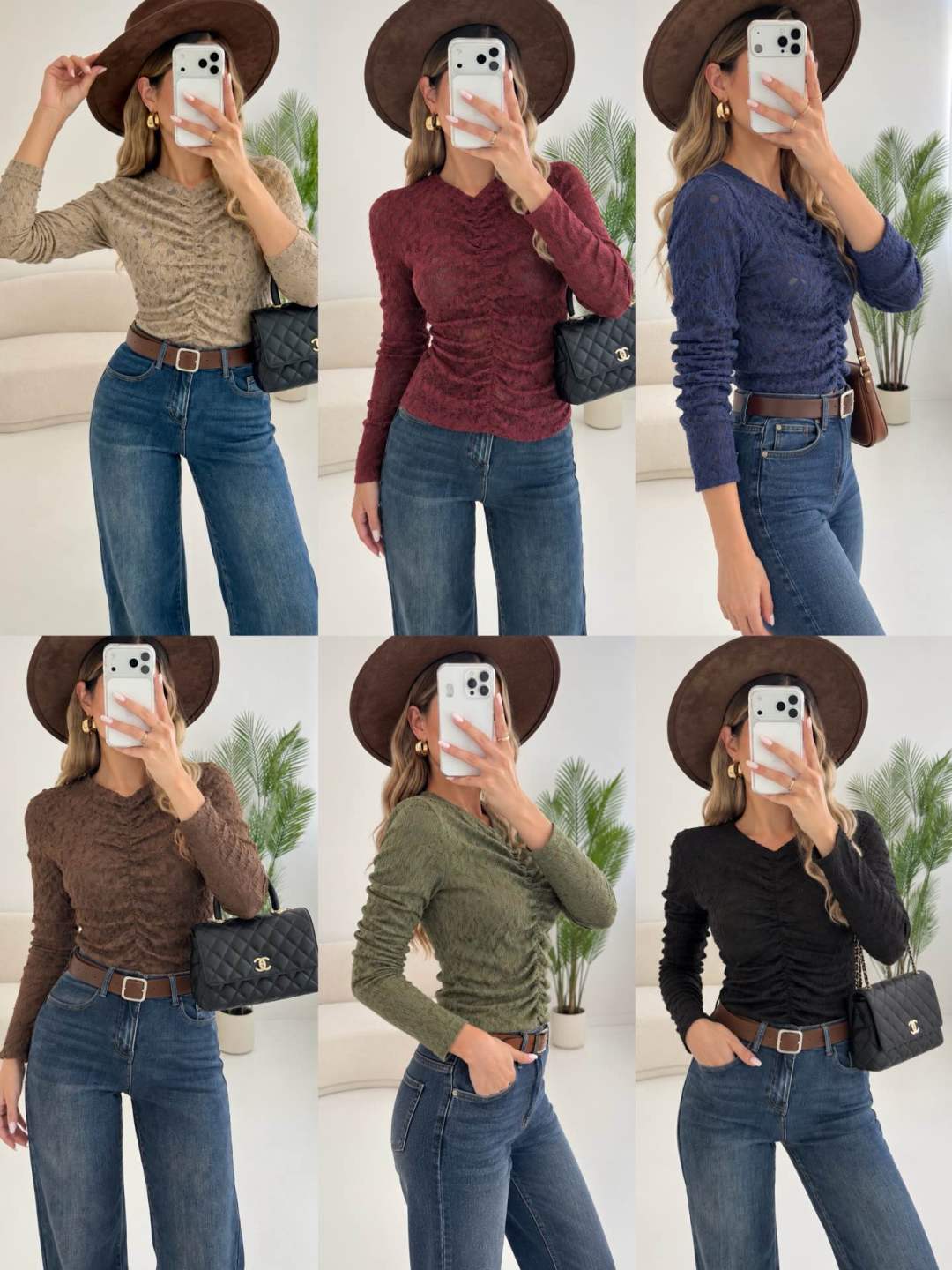 Fitted V-Neck Ruched Top