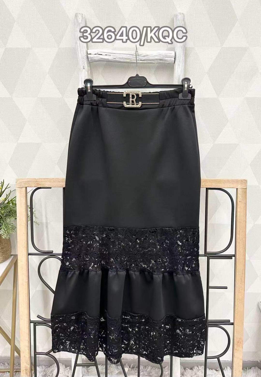 Midi Pencil Skirt with Lace