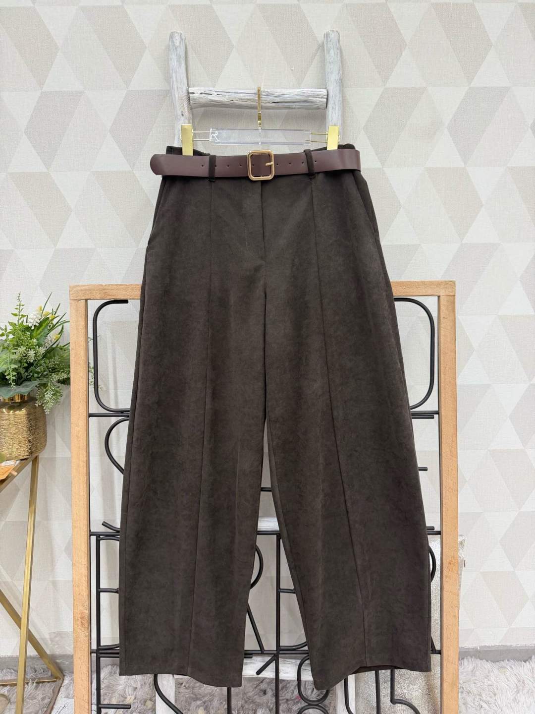 High-Waist Straight Trousers
