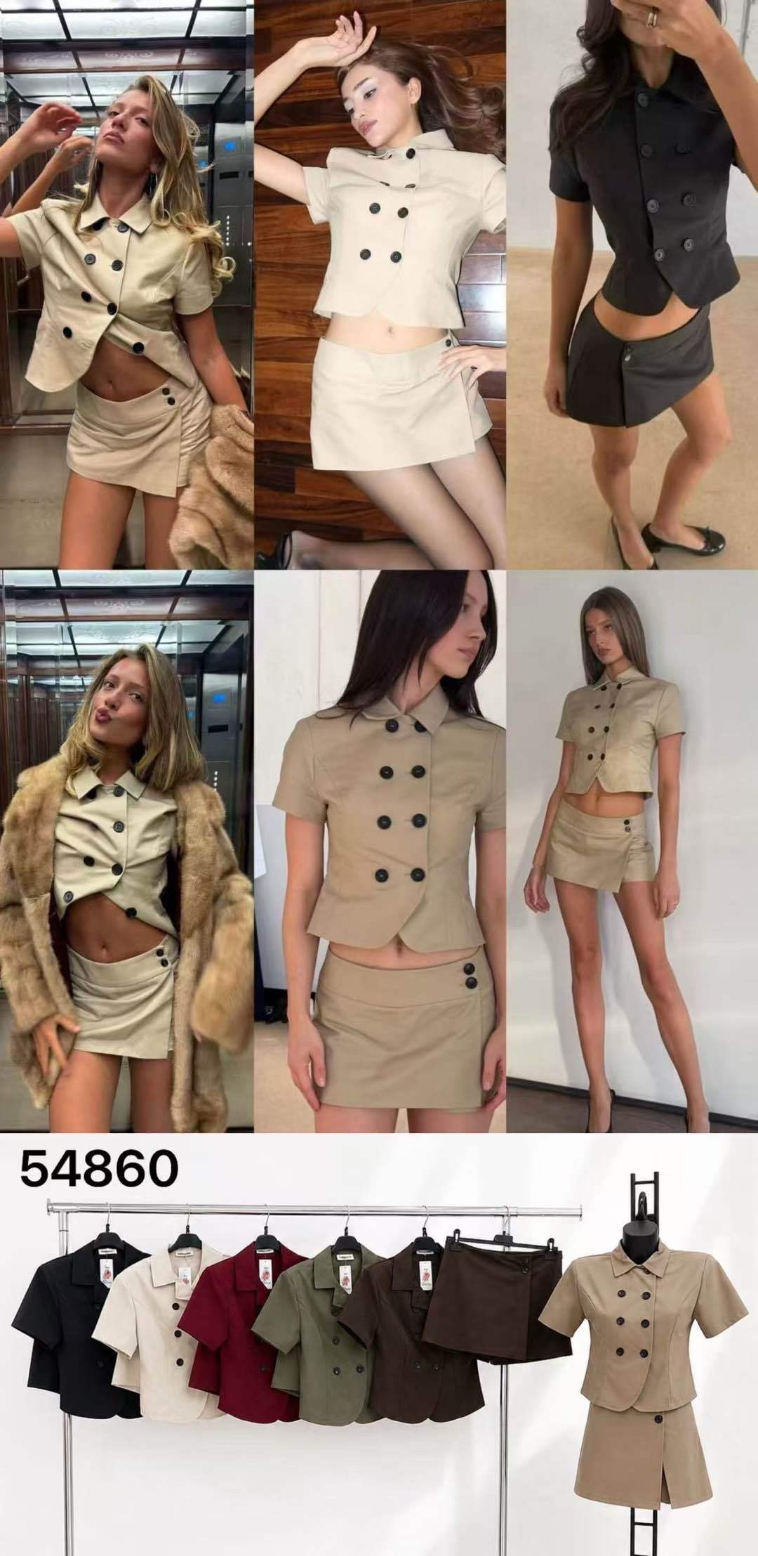 Tailored Cropped Set with Collar