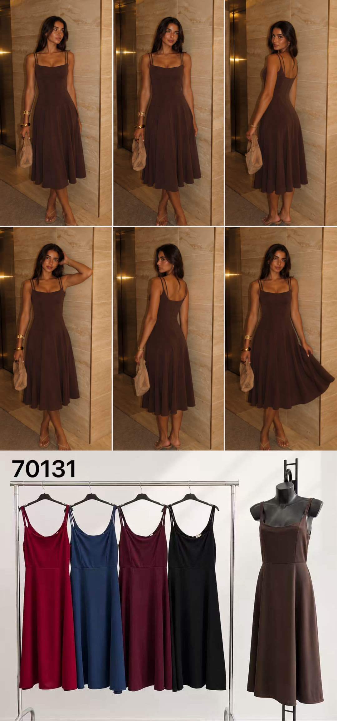 Midi Dress with Square Neckline