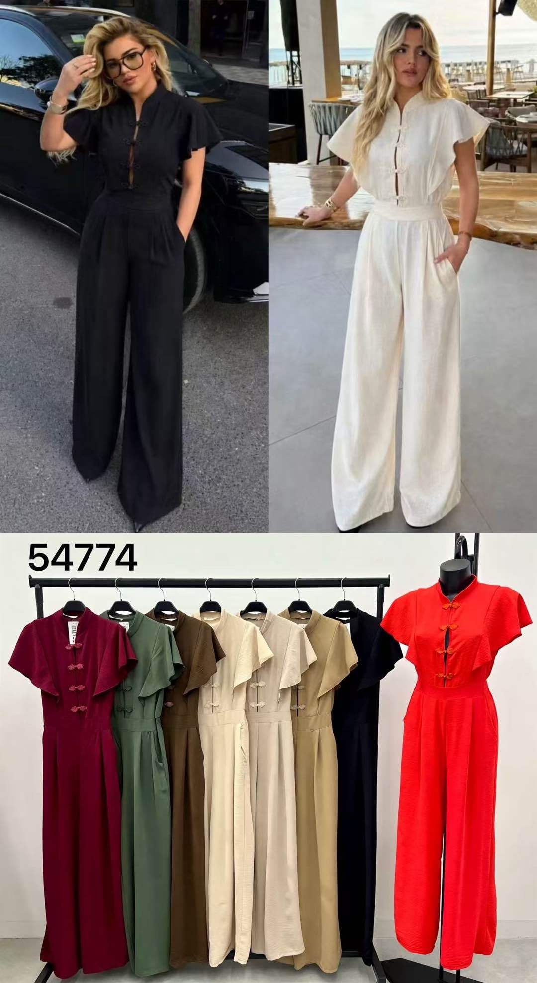 Wide‑Leg Jumpsuit with Mock Neck