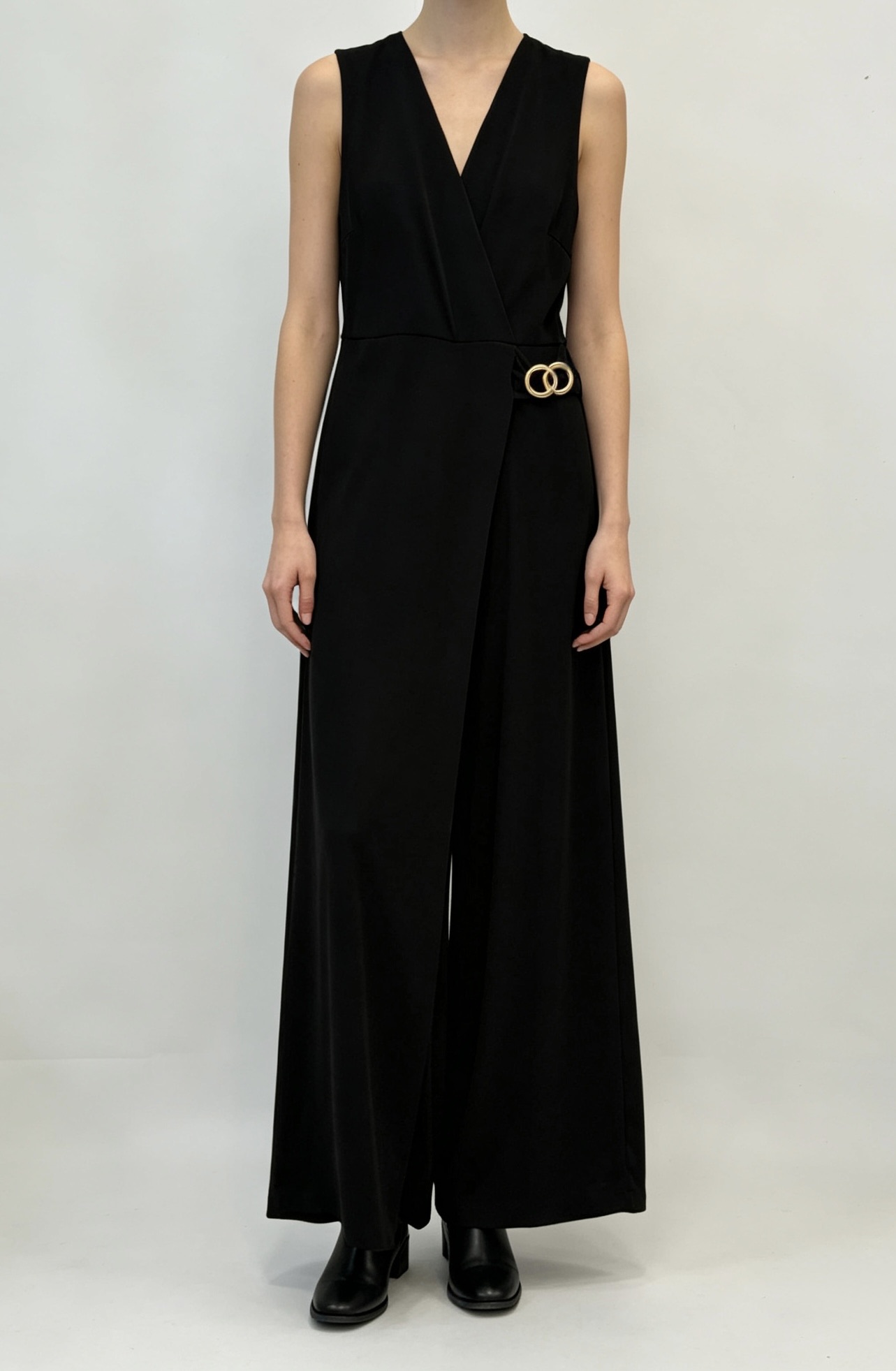 Wrap-Style Jumpsuit with Accent