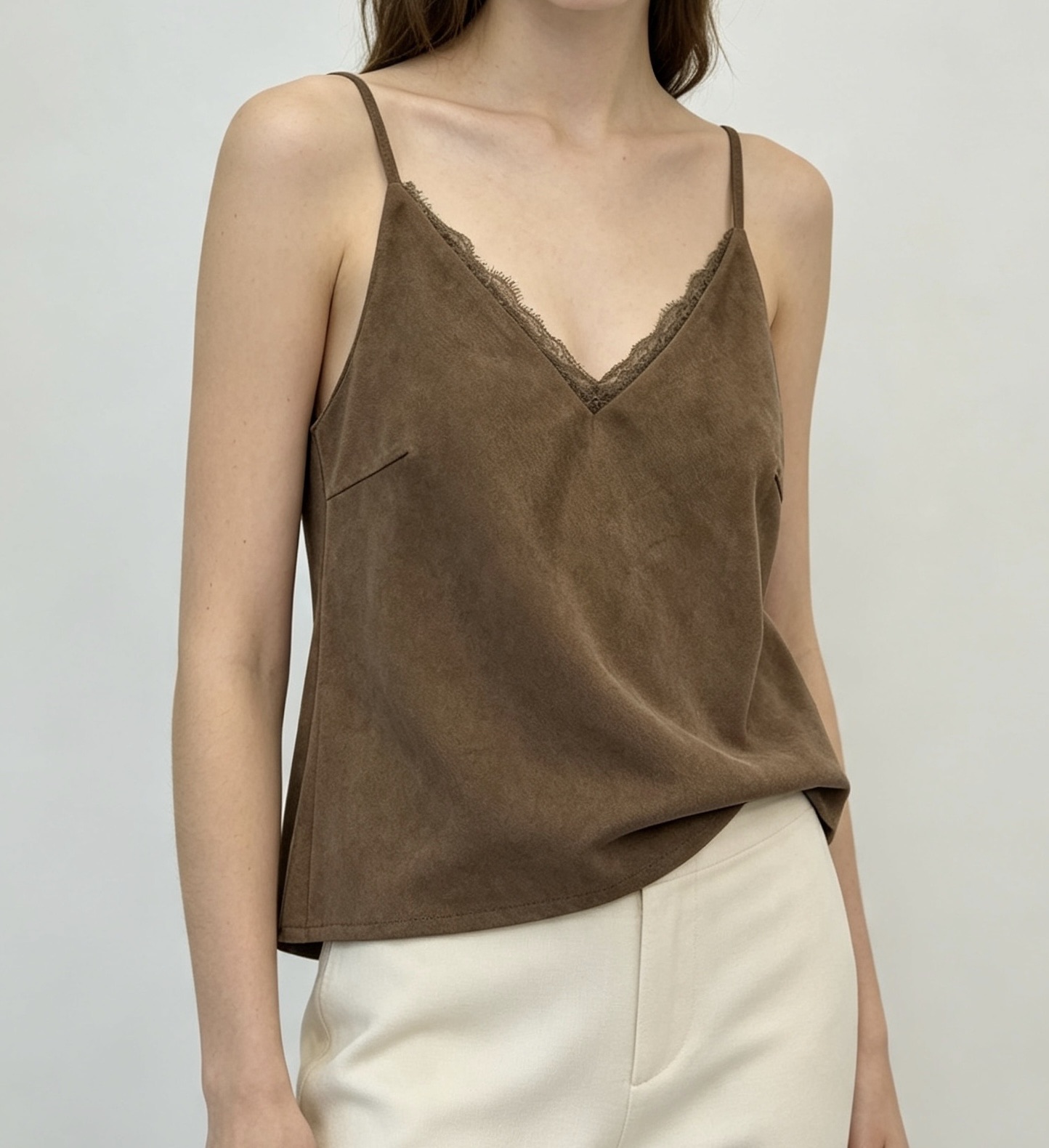 V-Neck Lace Trim Top