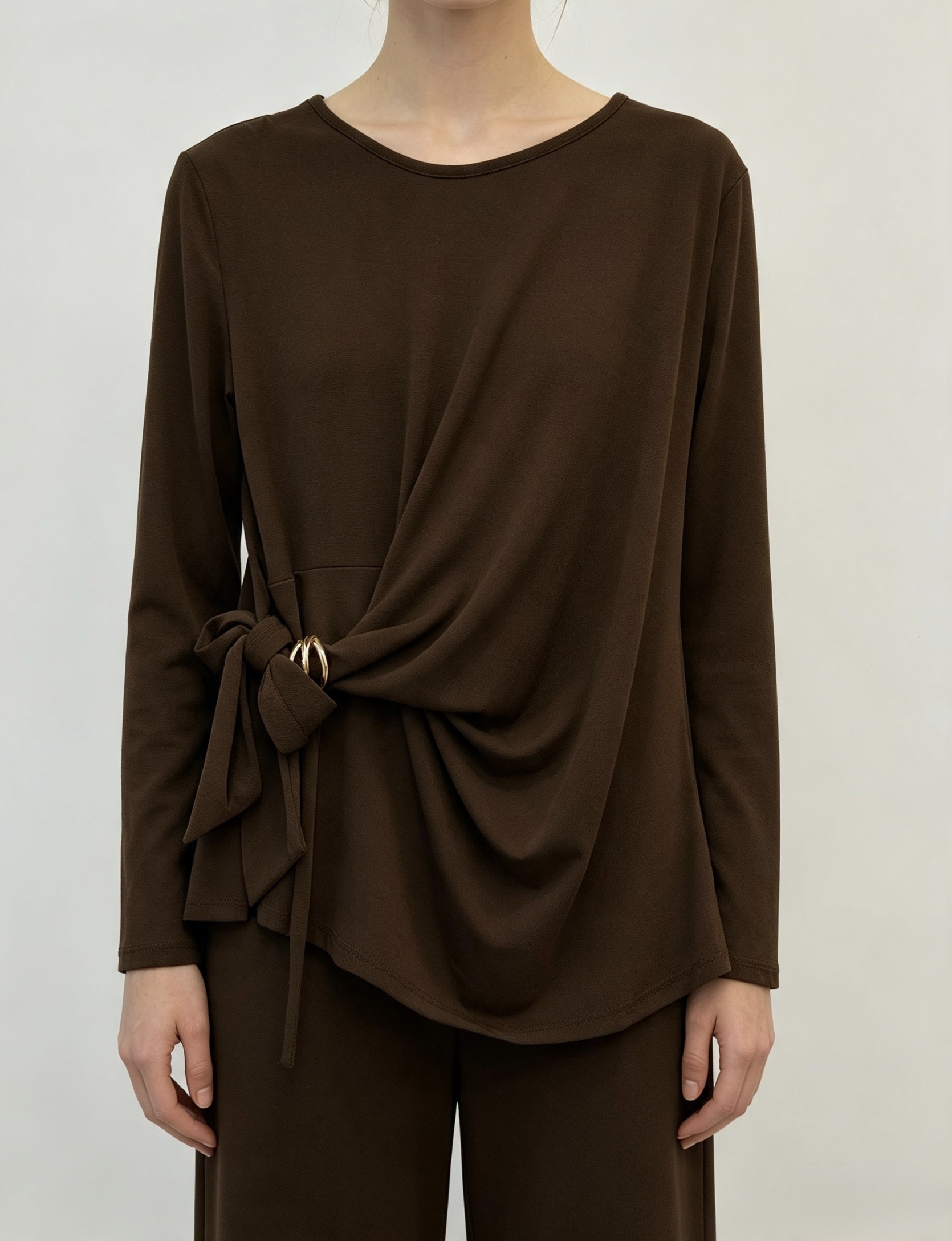 Ruched Blouse with Waist Tie