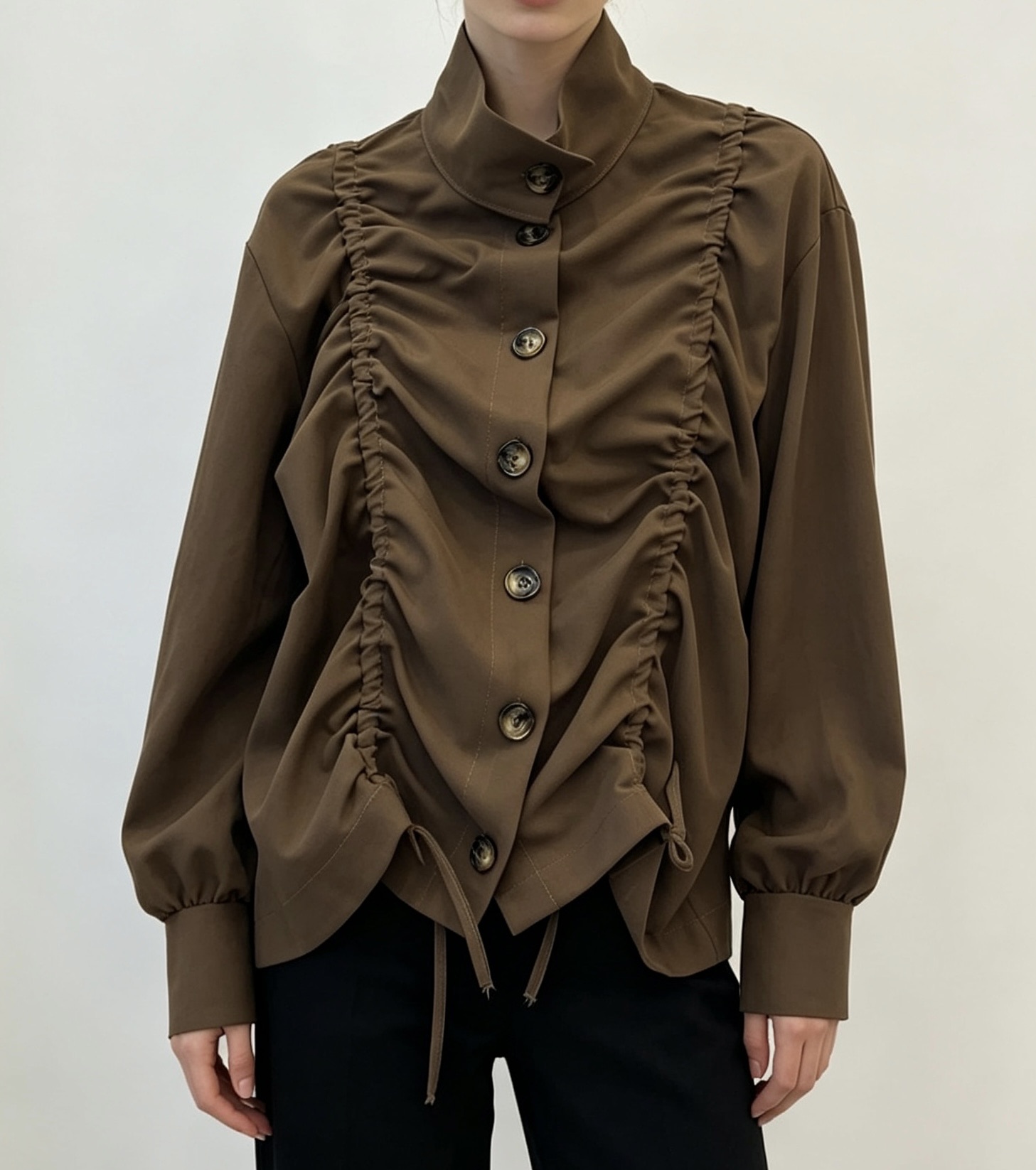 Relaxed Jacket with Stand Collar