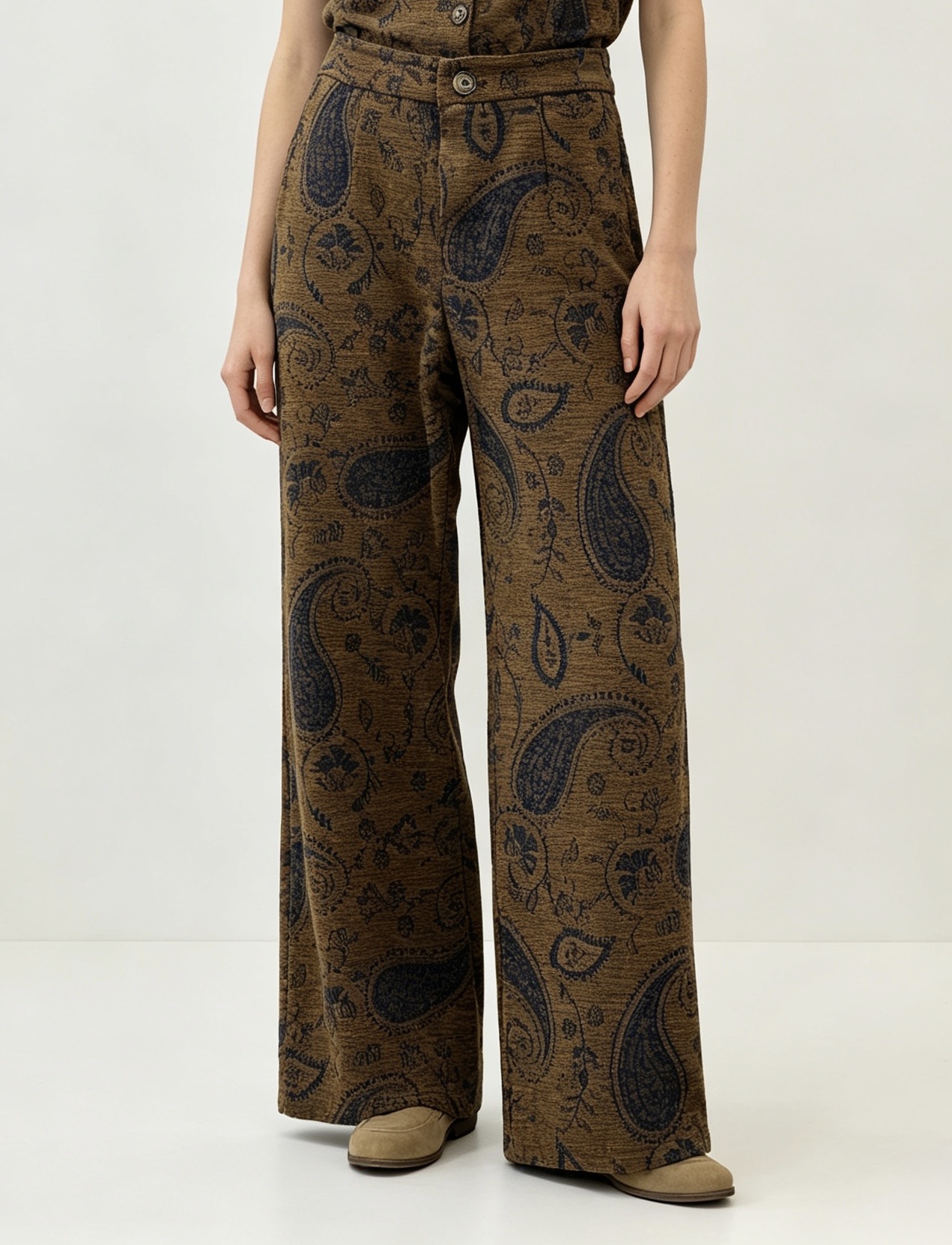 Wide-Leg Paisley Trousers