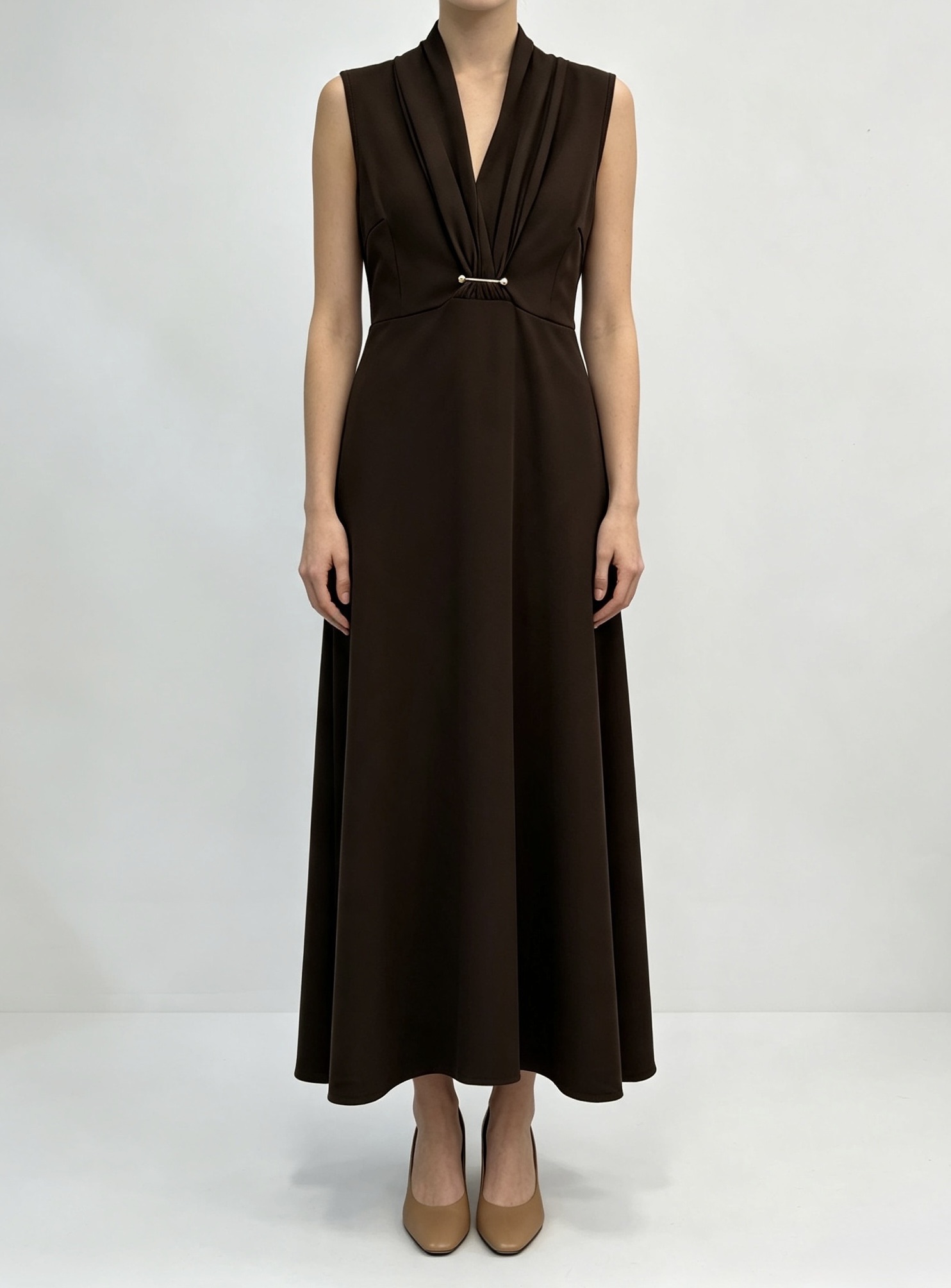 Fitted V-Neck Maxi Dress