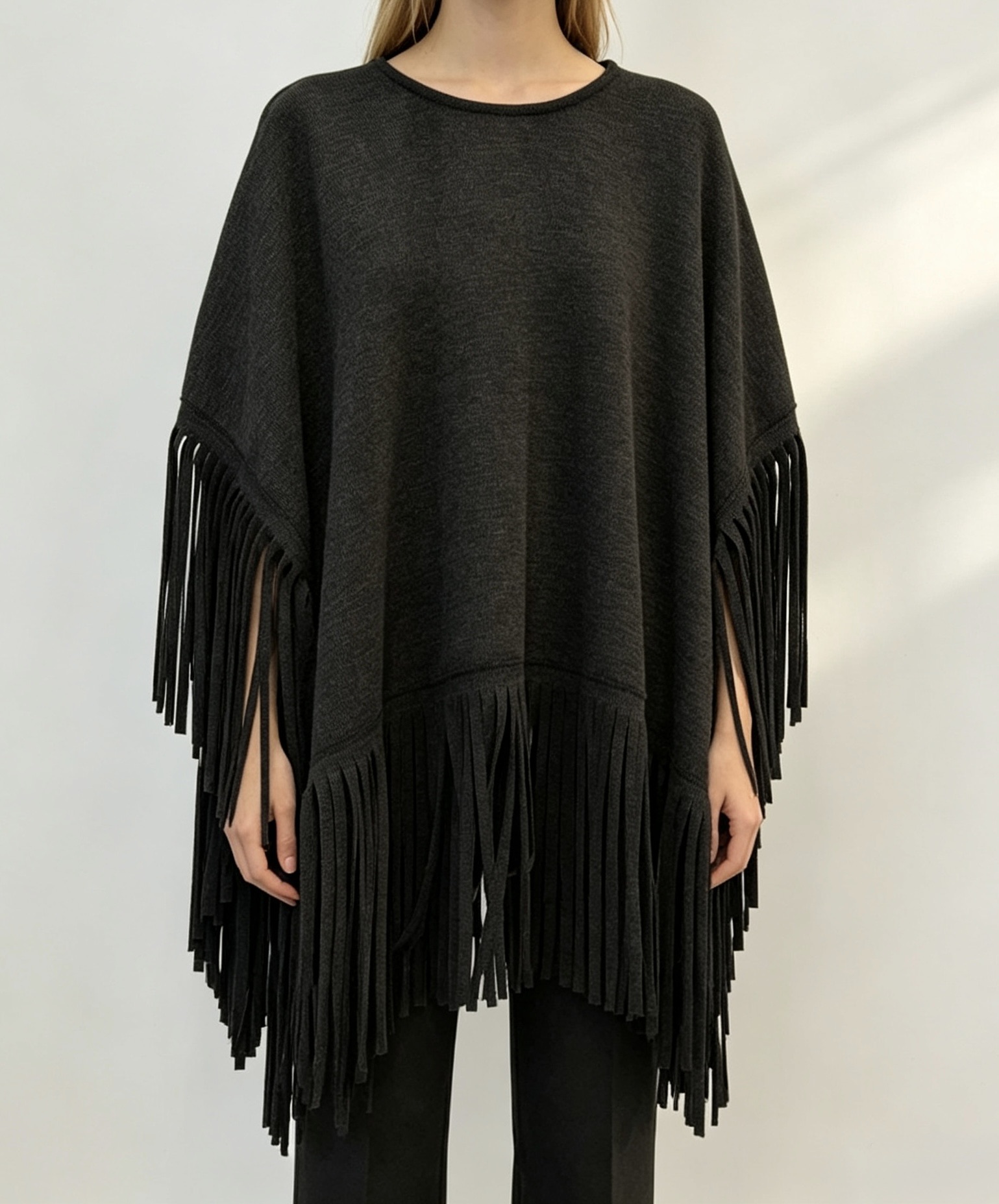 Oversized Tunic Blouse with Fringe