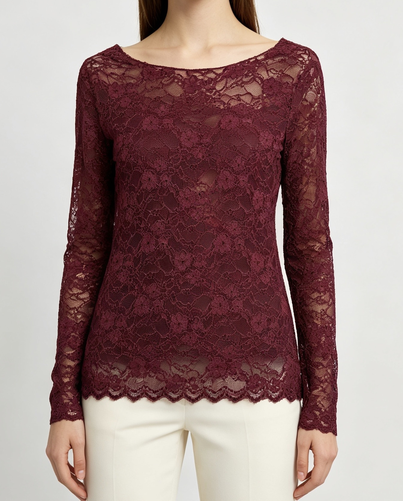 Fitted Lace-Trim Top