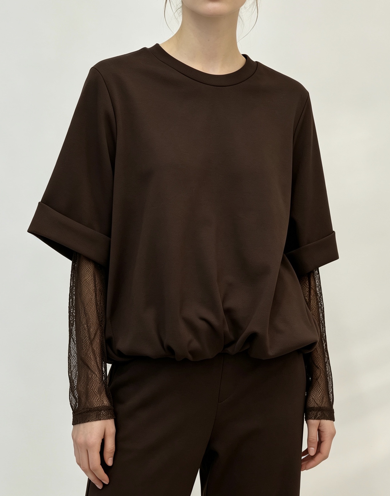Relaxed Lace-Trim Blouse