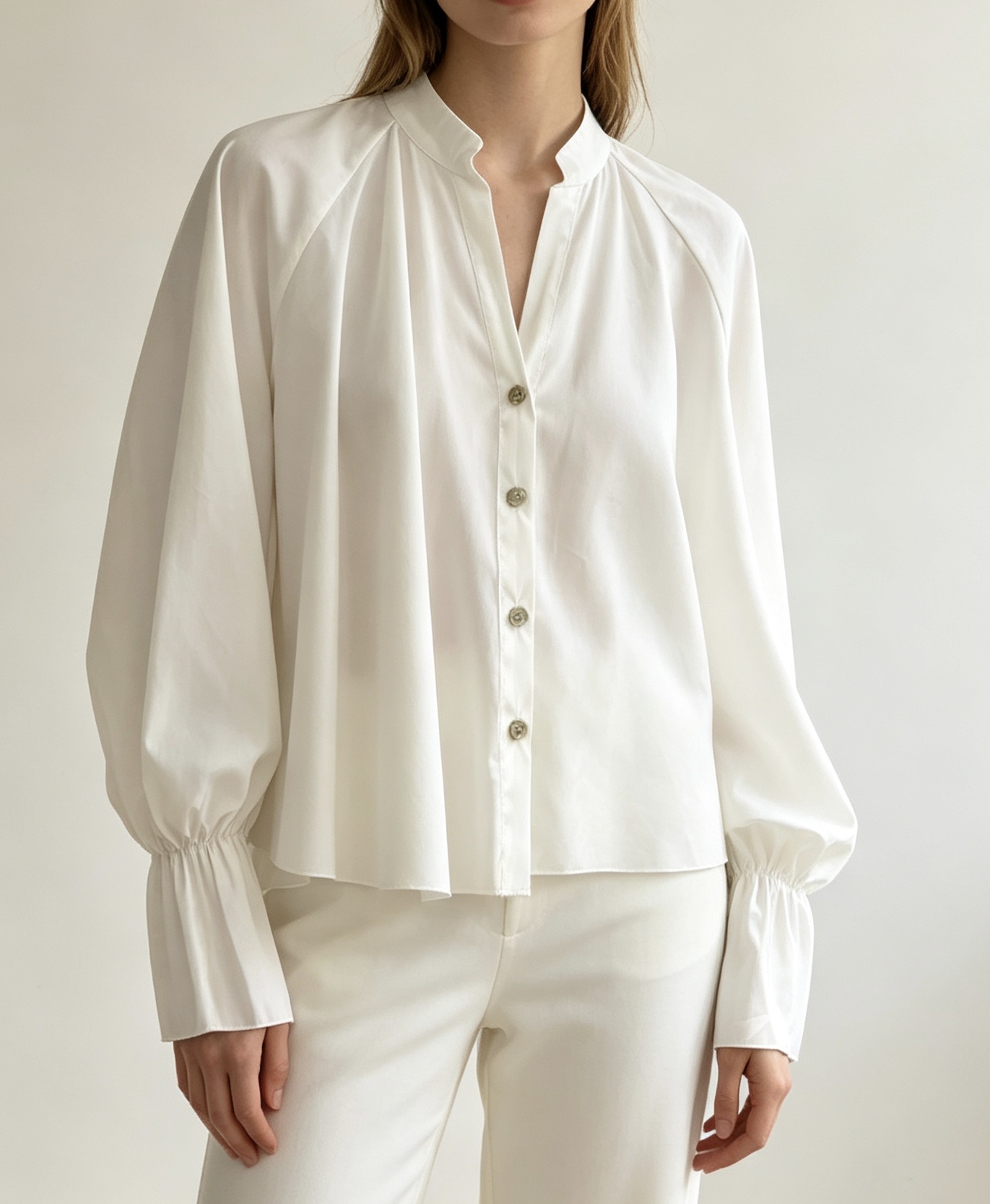 Relaxed-Fit Shirt with Stand Collar
