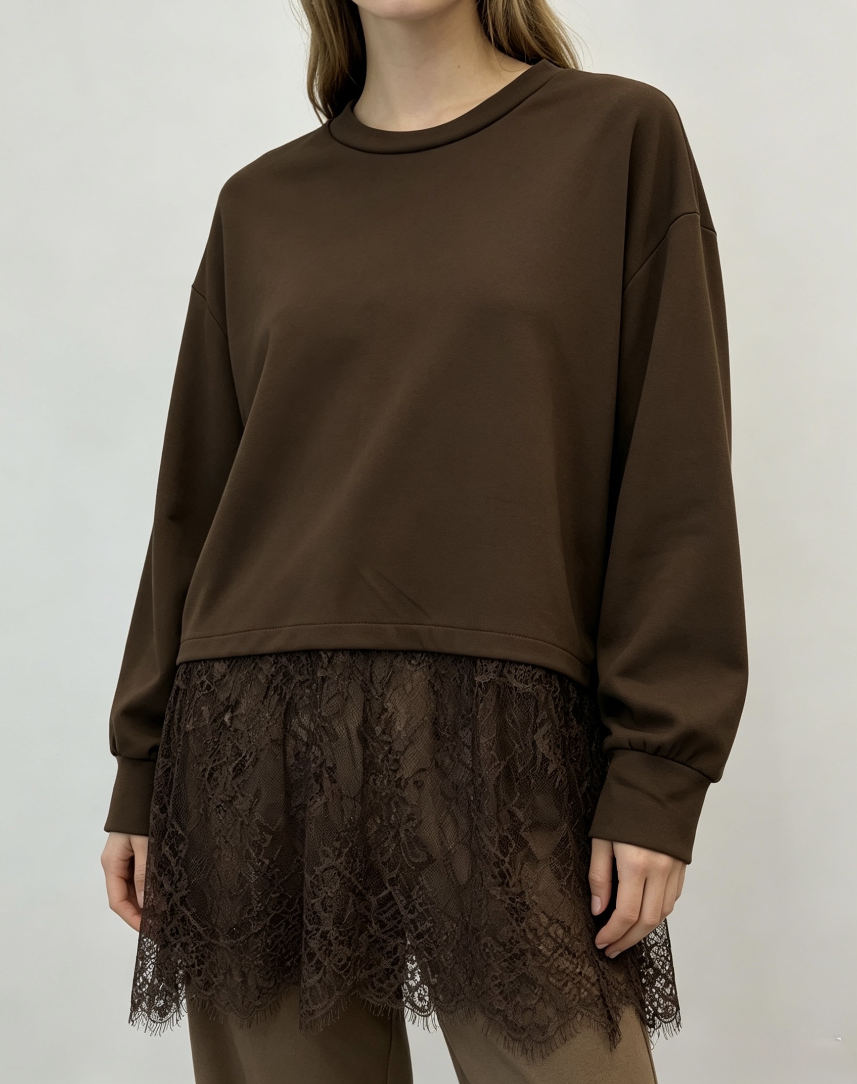 Relaxed Lace-Trim Blouse