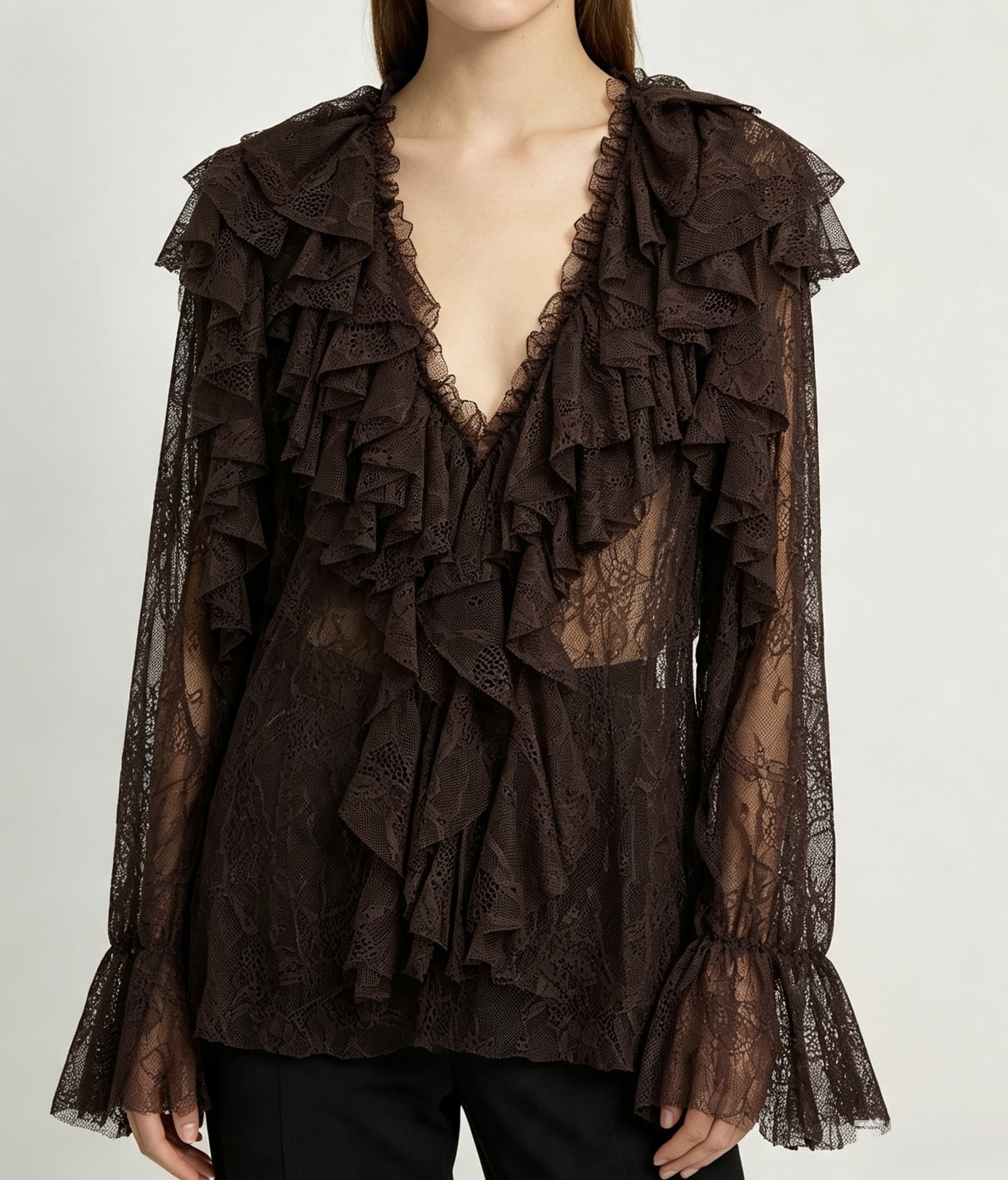 V‑Neck Ruffle Blouse