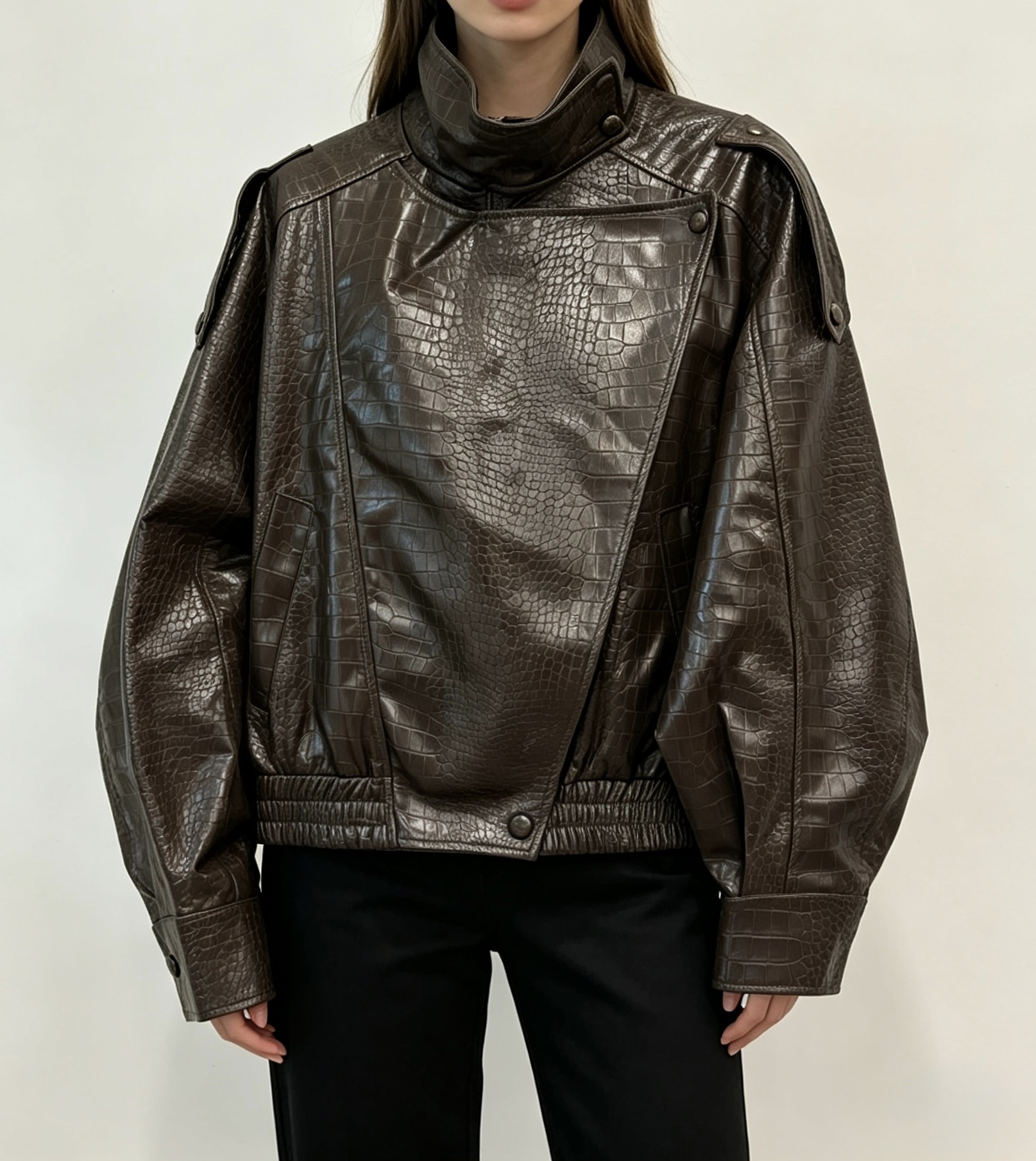 Oversize Jacket with Stand Collar