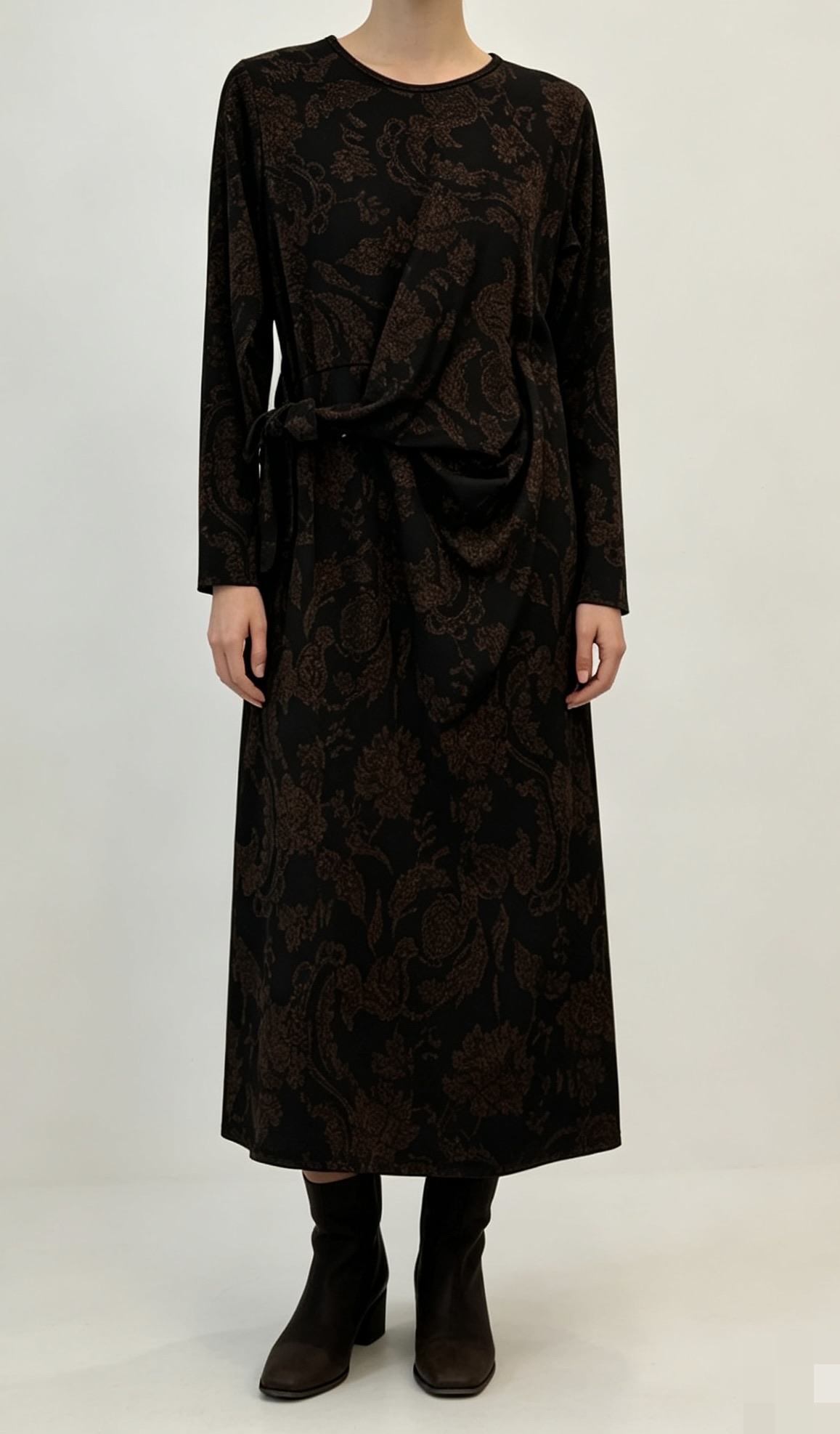 Midi Dress with Gathered Waist