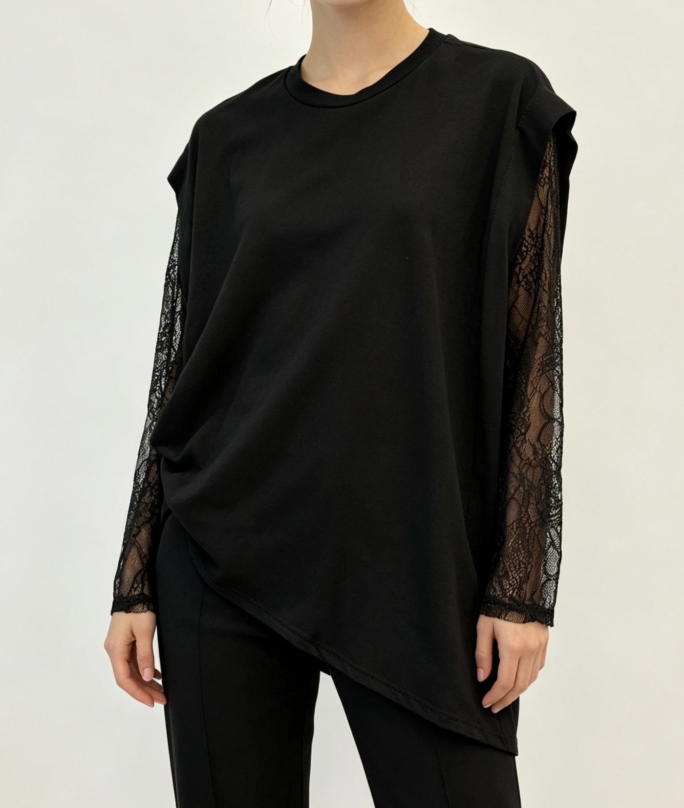 Relaxed Lace-Detail Blouse