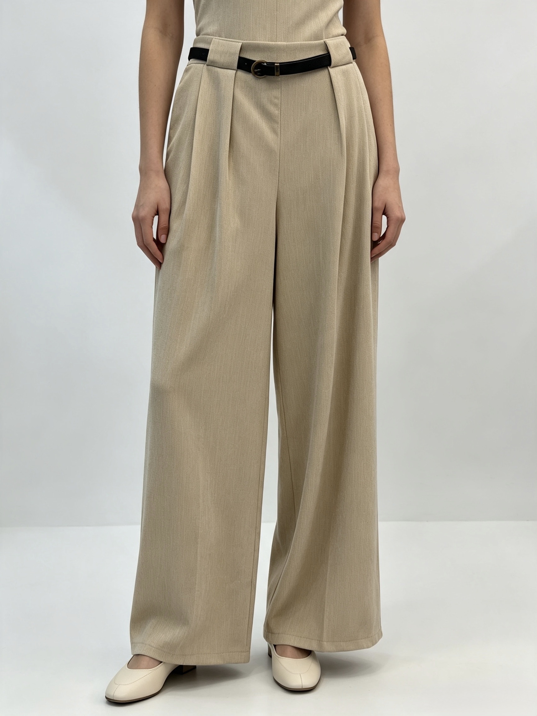 Pleat-Front Palazzo Trousers