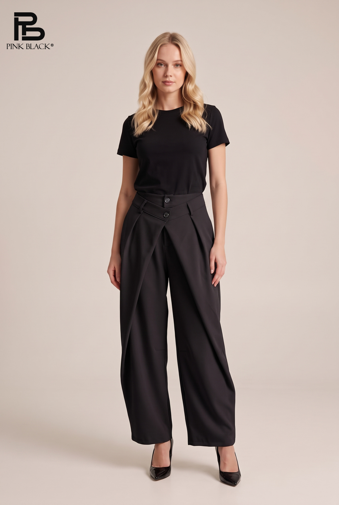 Wide Pleated High-Waist Trousers
