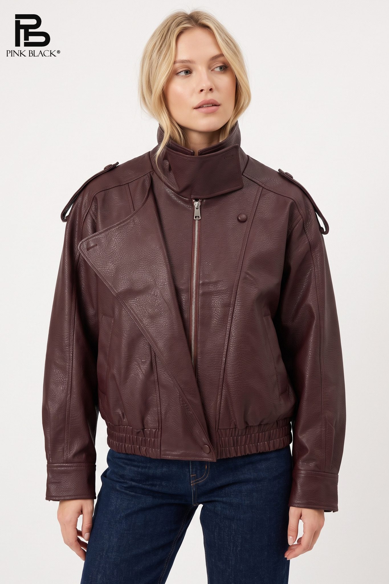 Oversized Jacket with Stand Collar