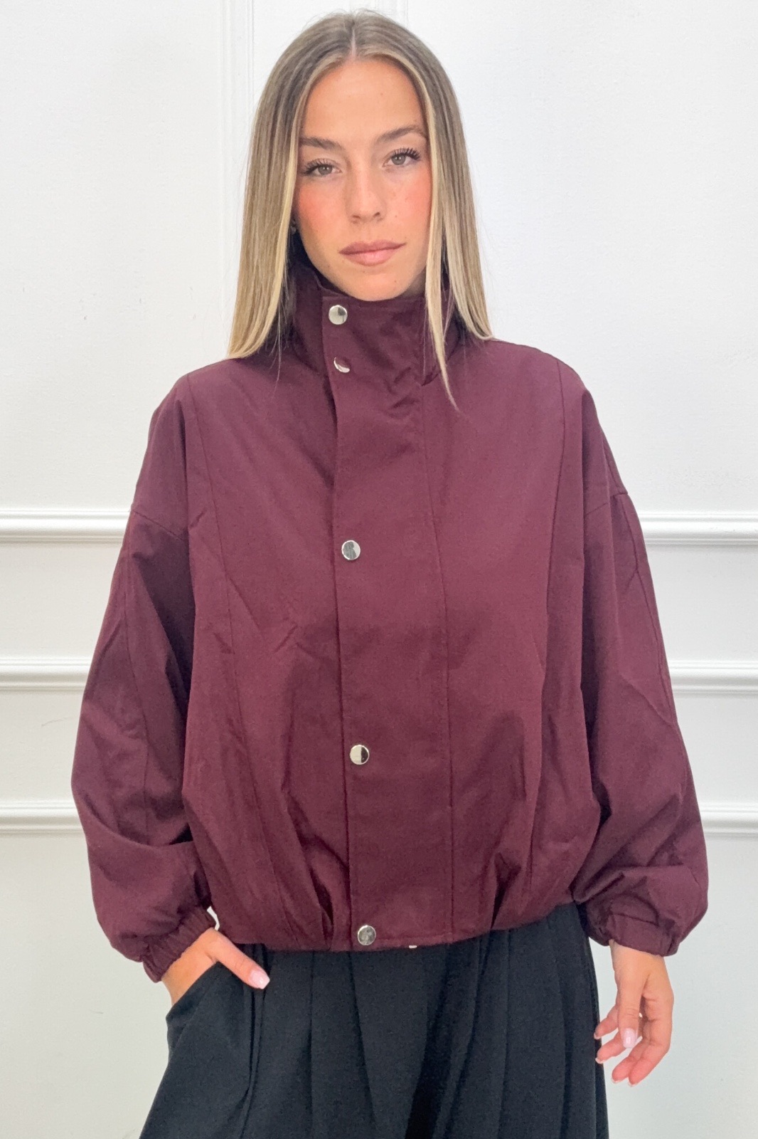 Oversize Jacket with Stand Collar