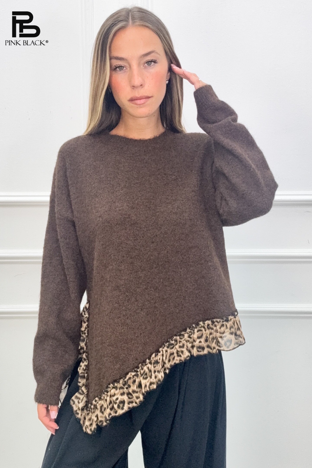 Longline Sweater with Ruffle