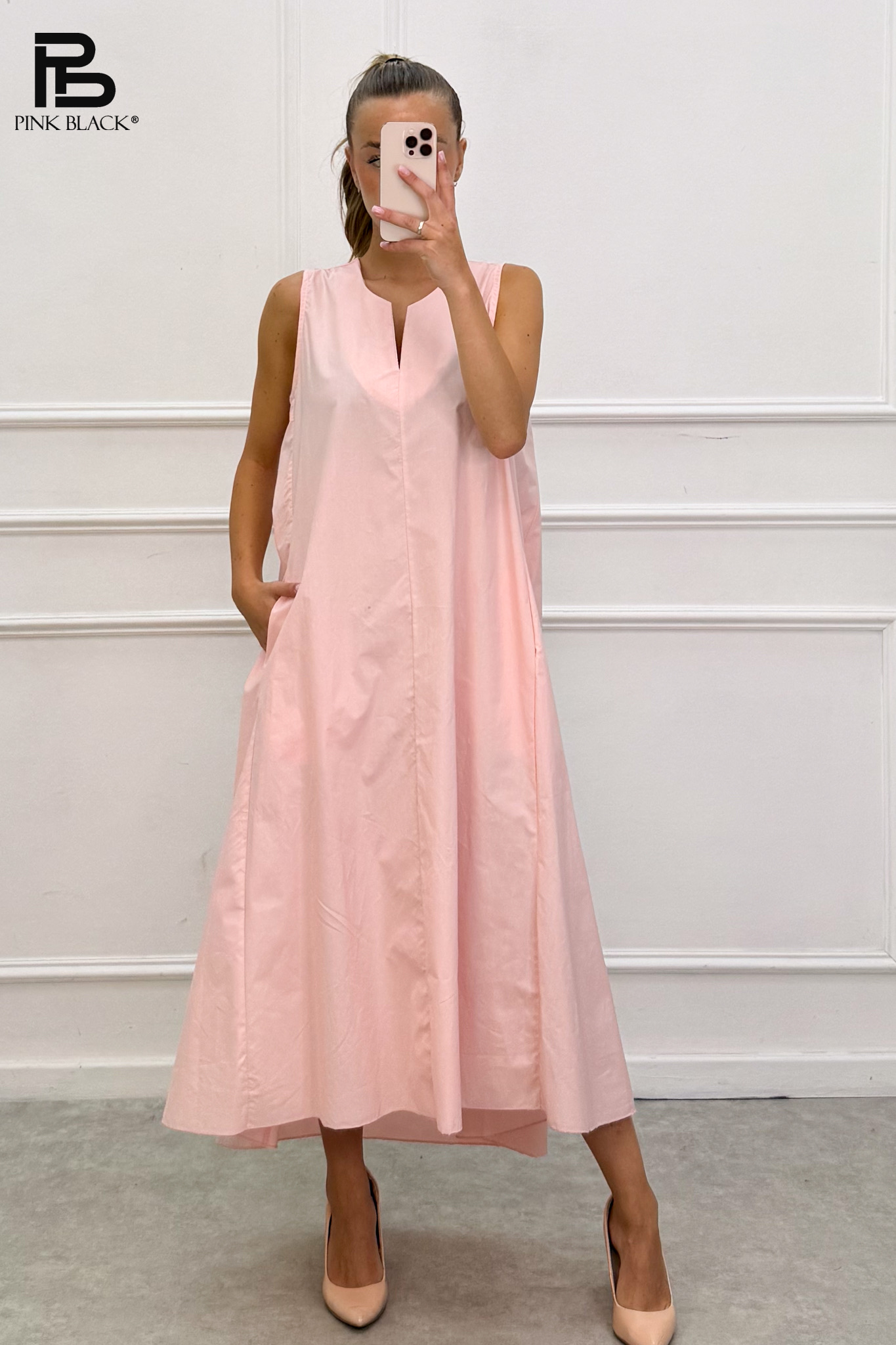 A-line Midi V-neck Dress