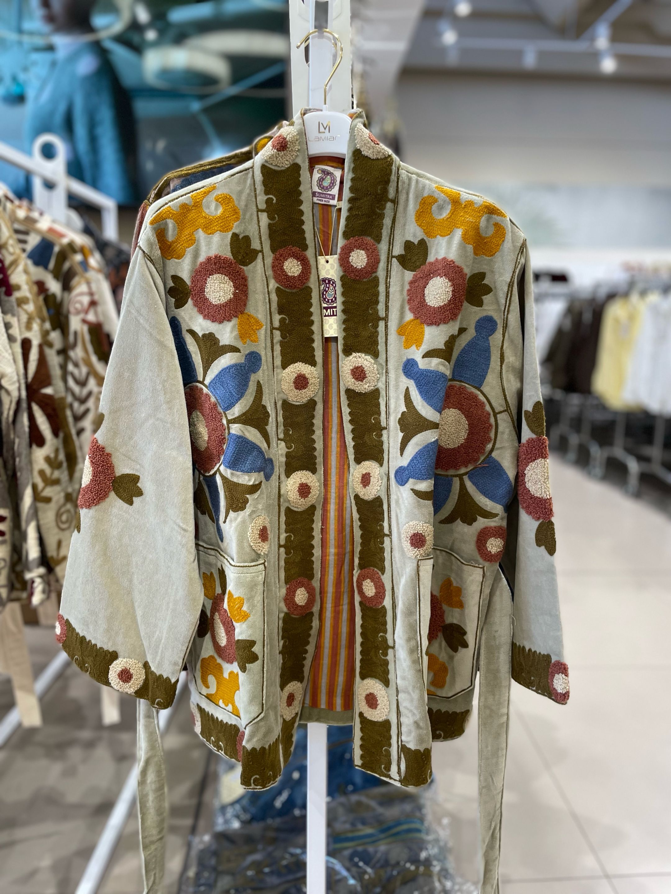 Short Jacket with Floral Embroidery