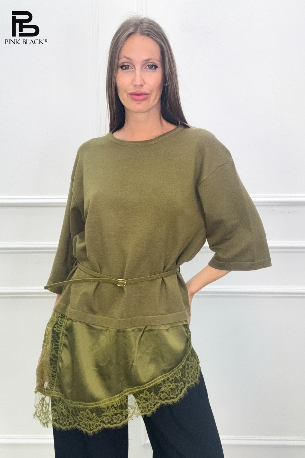 Relaxed Lace-Trim Sweater