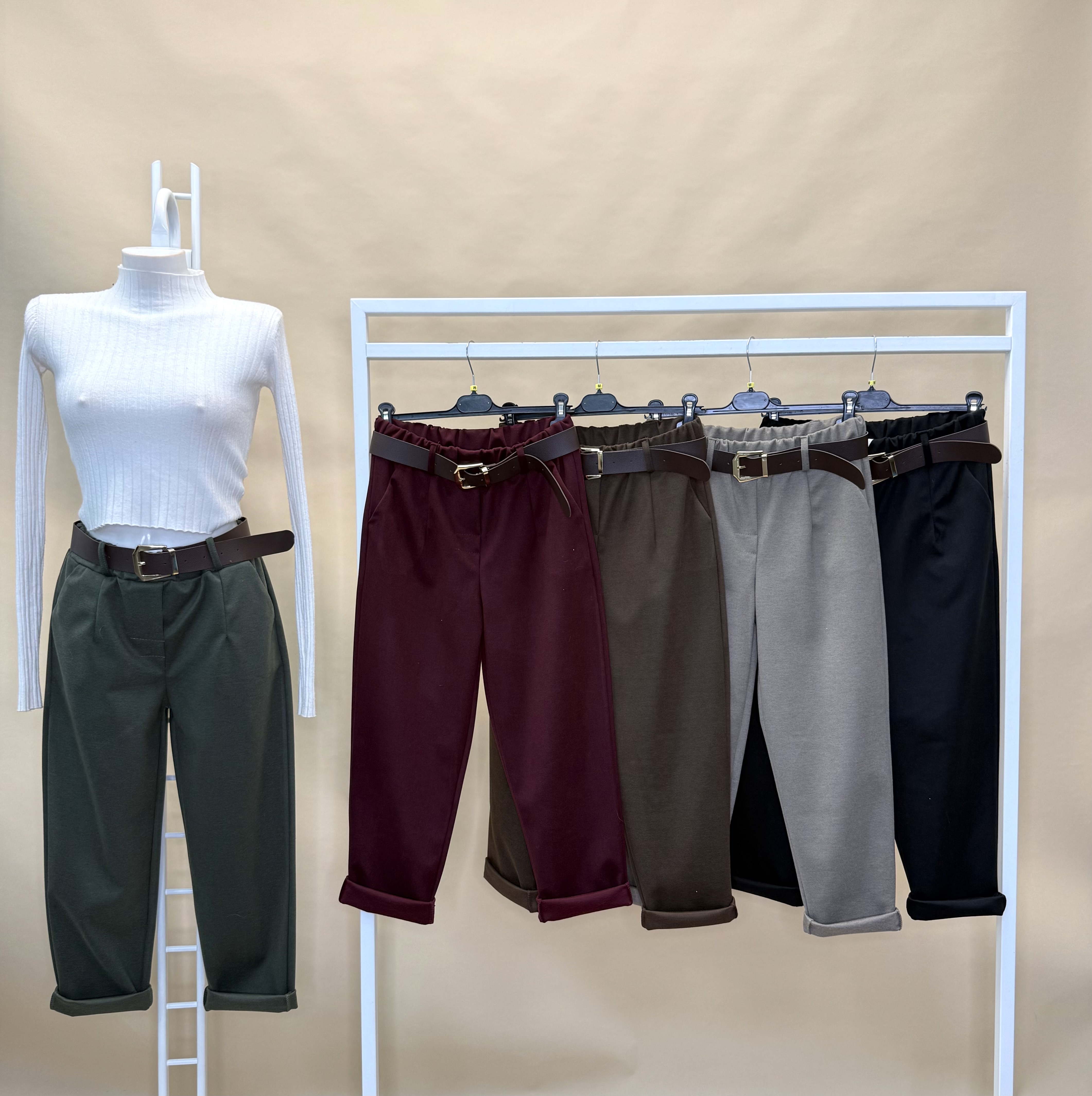 High-Waist Straight Trousers