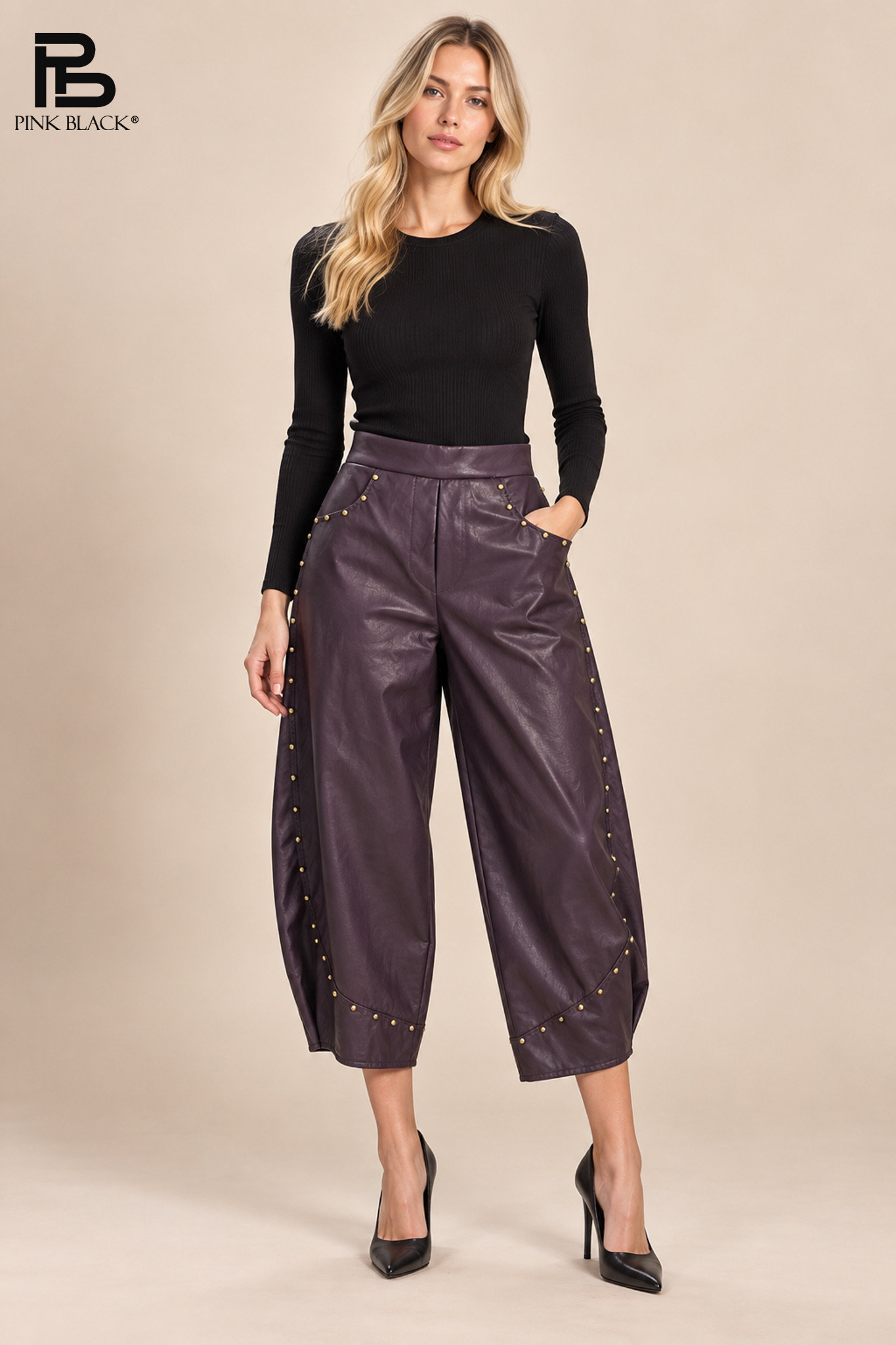 Stud-Trim Balloon Trousers