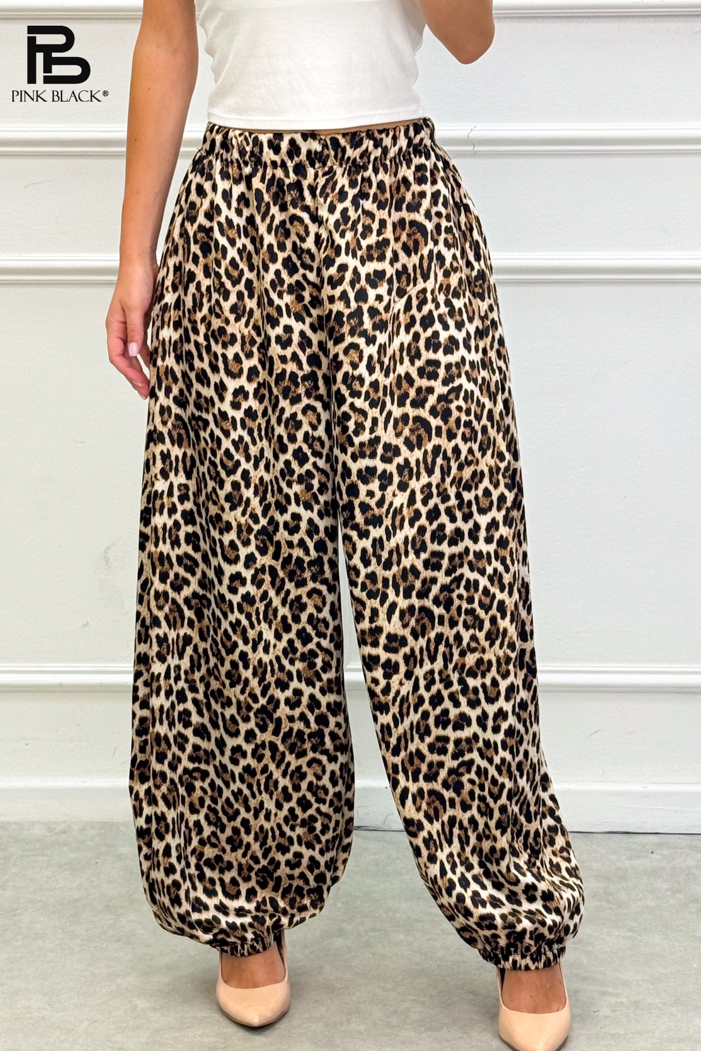 Gathered Balloon Trousers with Elastic Waist