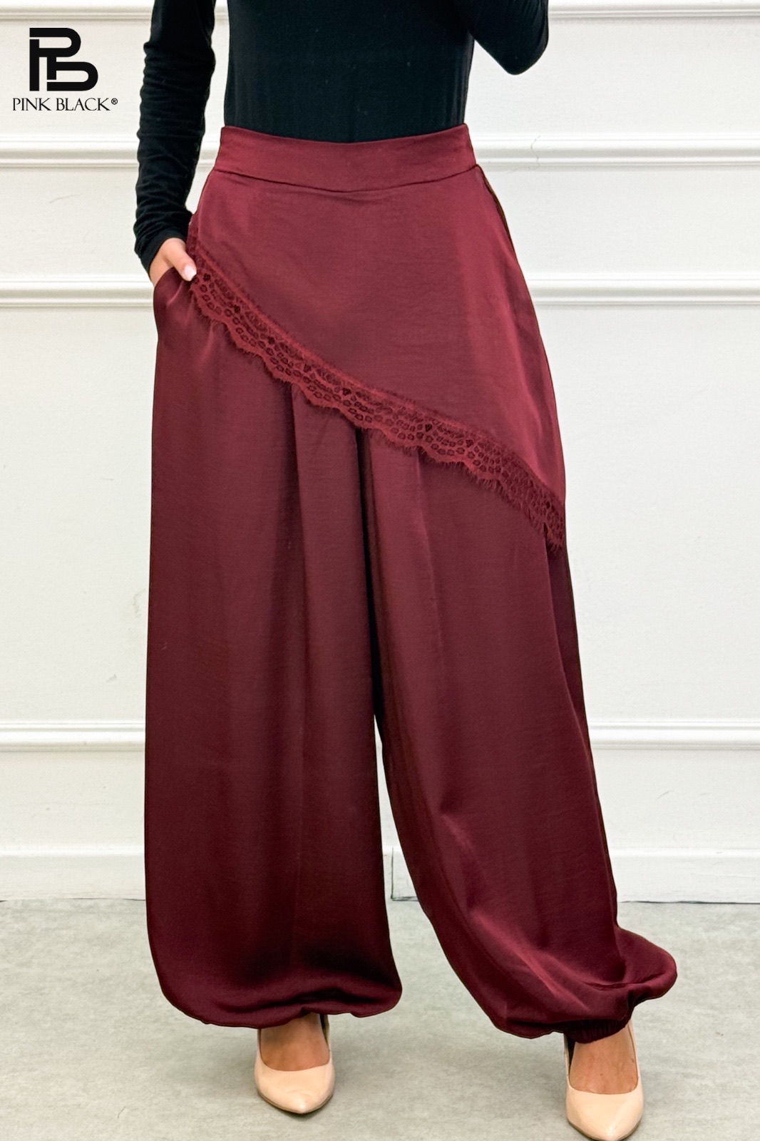 Lace-Trim Balloon Joggers