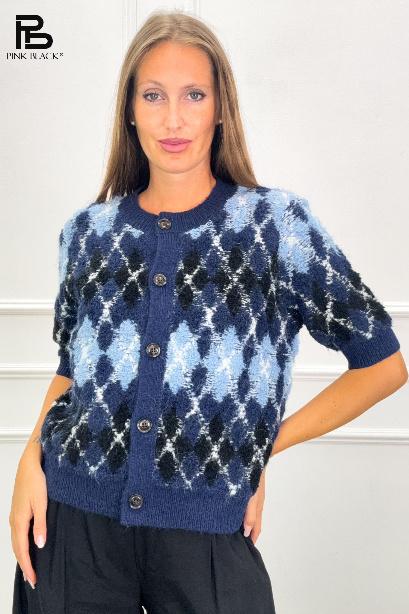 Argyle-Pattern Cardigan