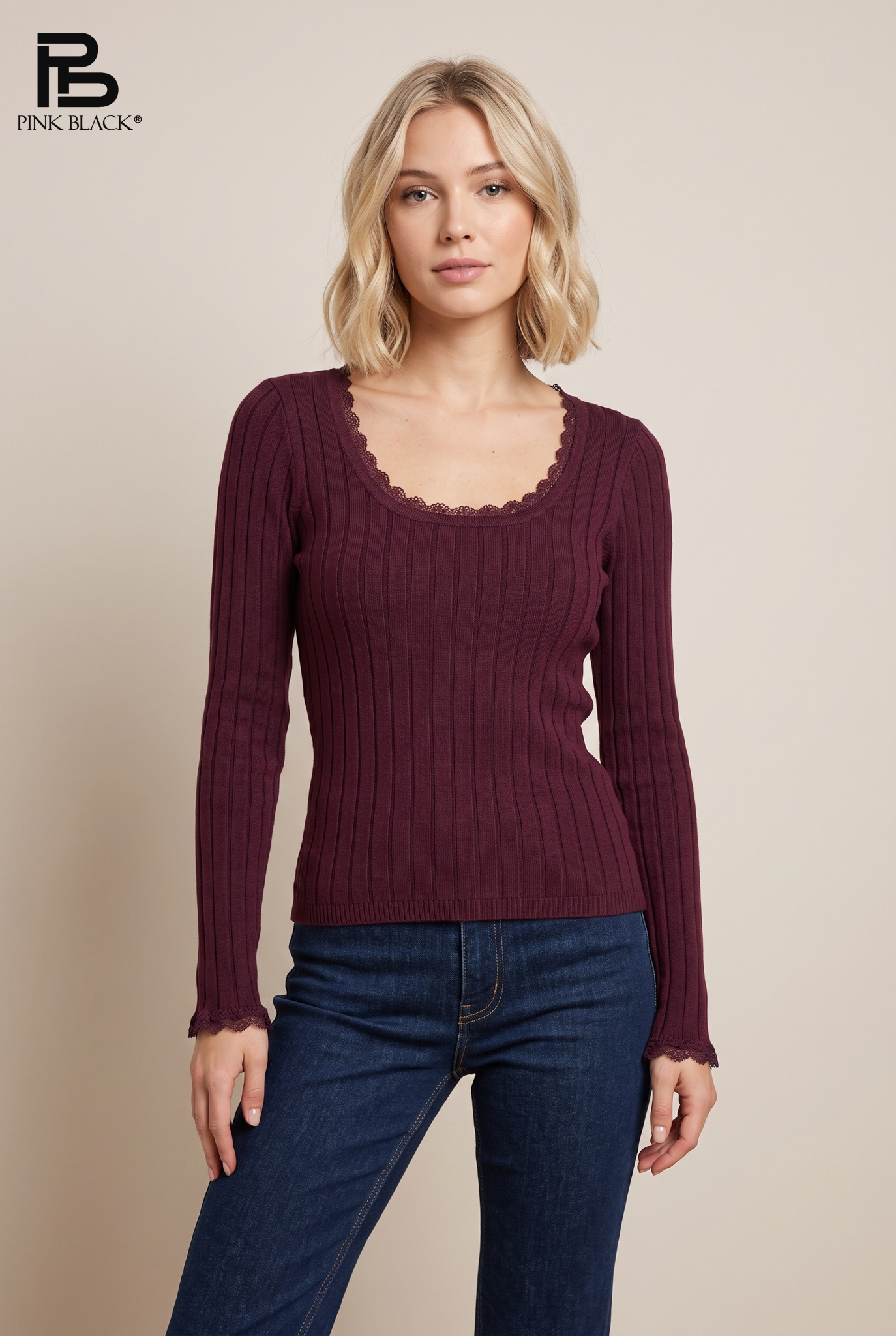 Fitted Sweater with Lace