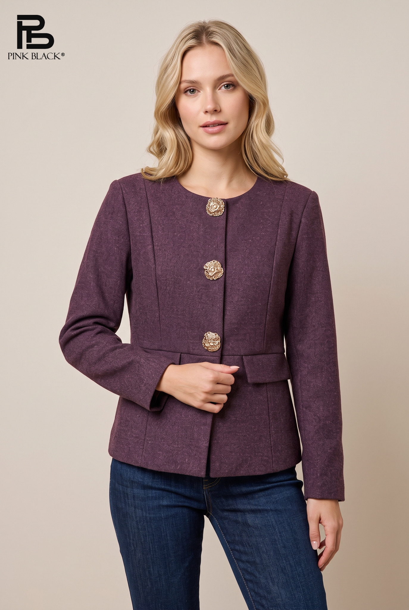 Fitted Collarless Jacket