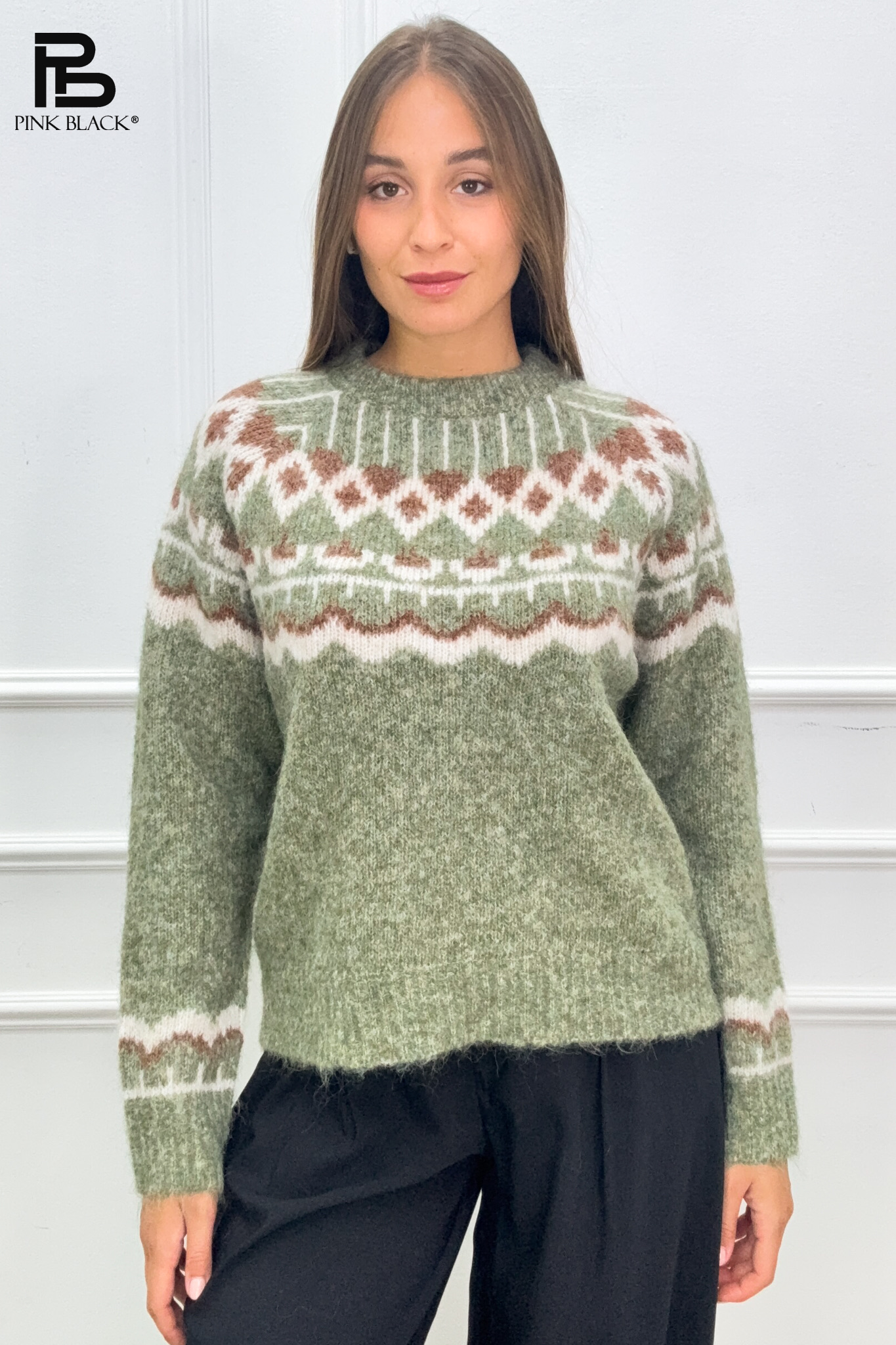 Norwegian-Pattern Knit Sweater