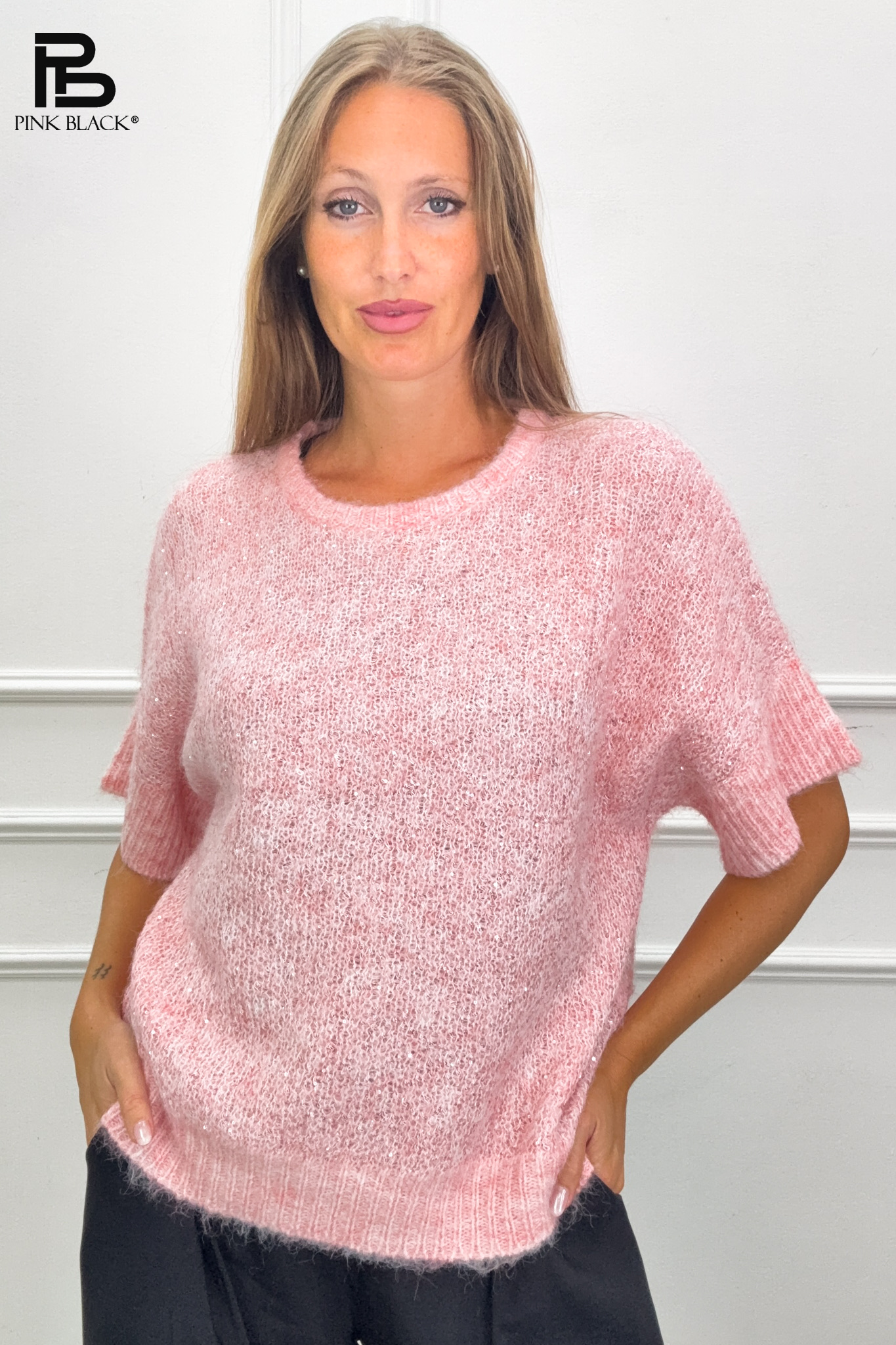 Fuzzy Short-Sleeve Sweater