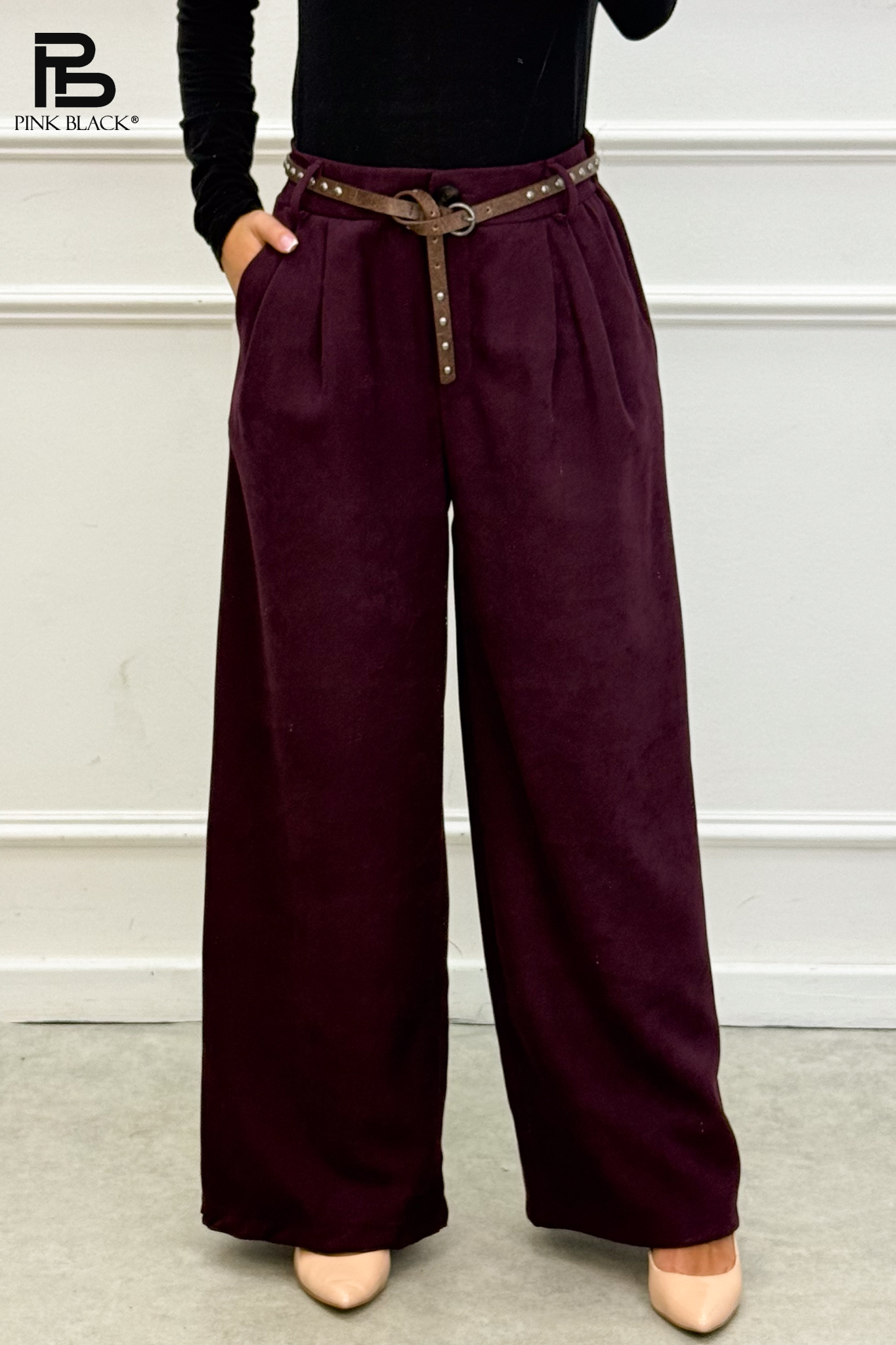 Wide Leg Pleat Trousers